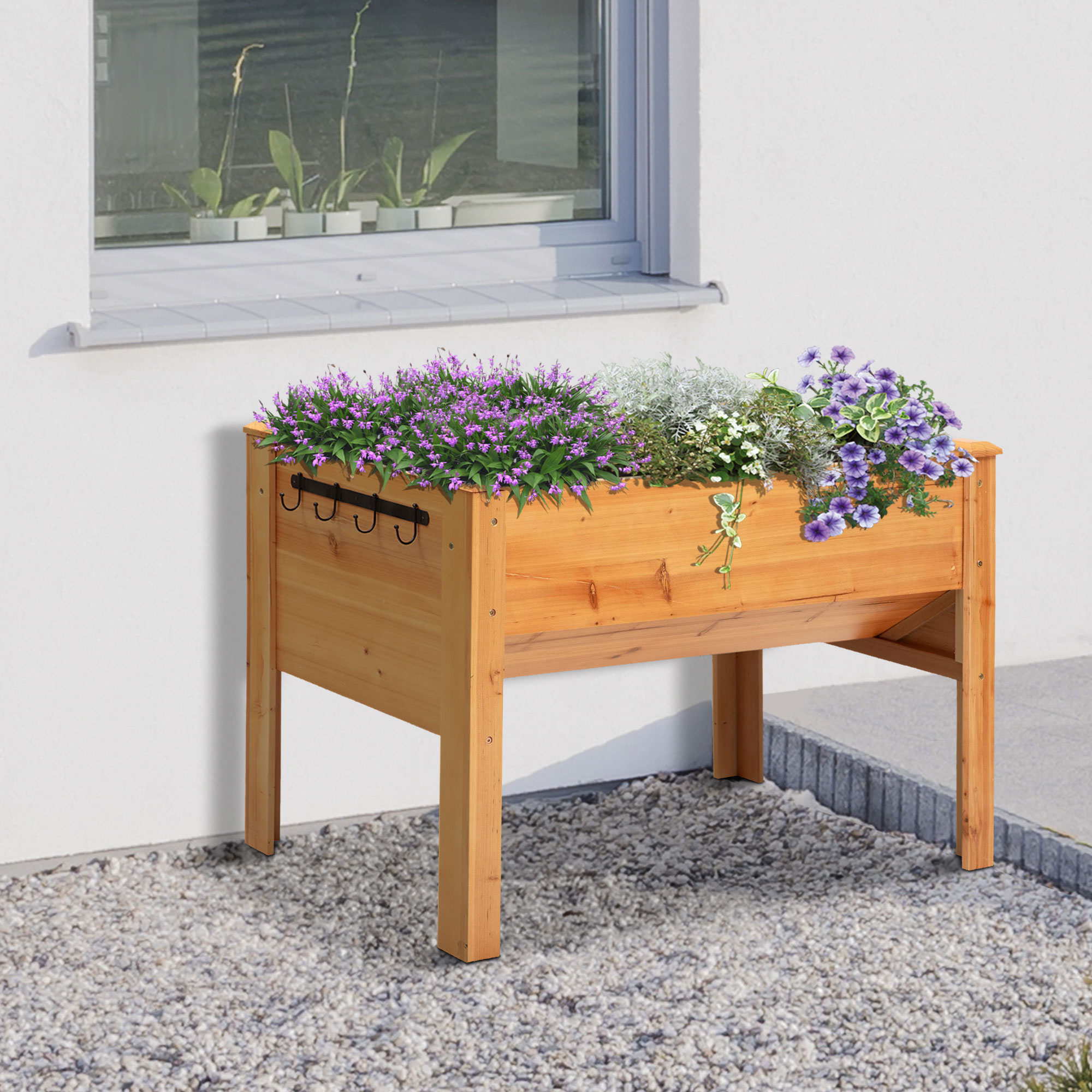 Outsunny verhoogd bed 124cm x 60cm x 81cm