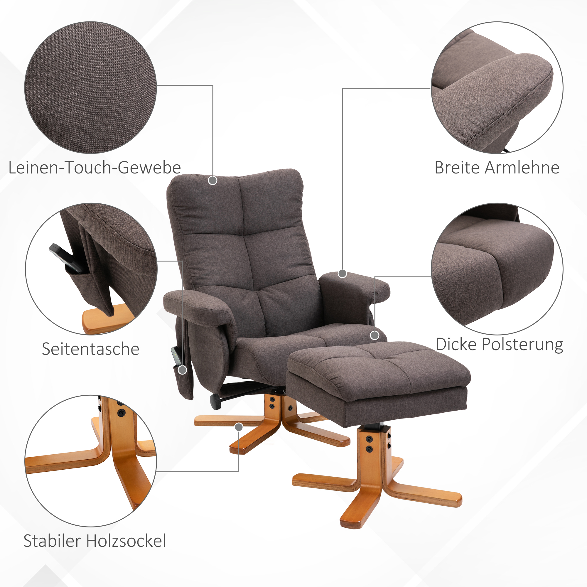 HOMCOM massagestoel 80 cm x 86 cm x 99 cm