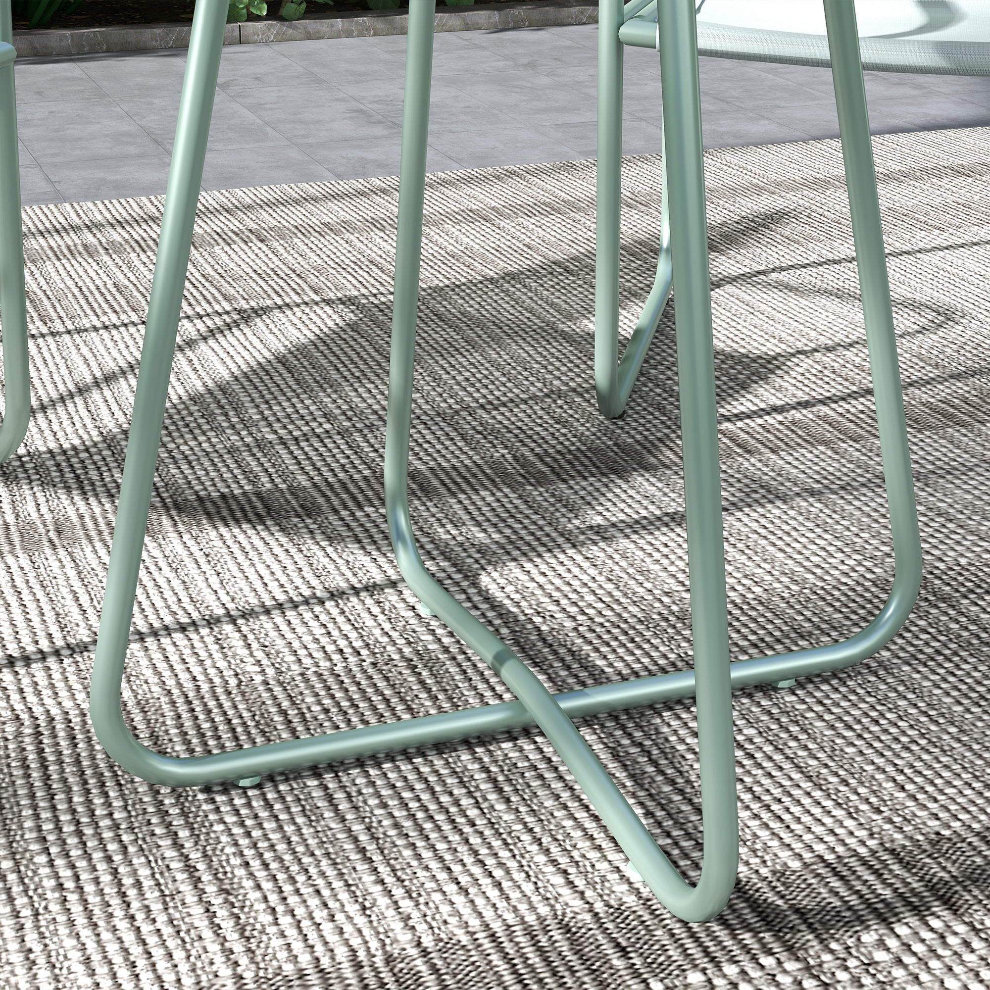 Outsunny 3-delige tuinmeubelset, 2 stoelen met ademende stoffen bekleding, 1 ronde tafel Ø60 cm, Groen