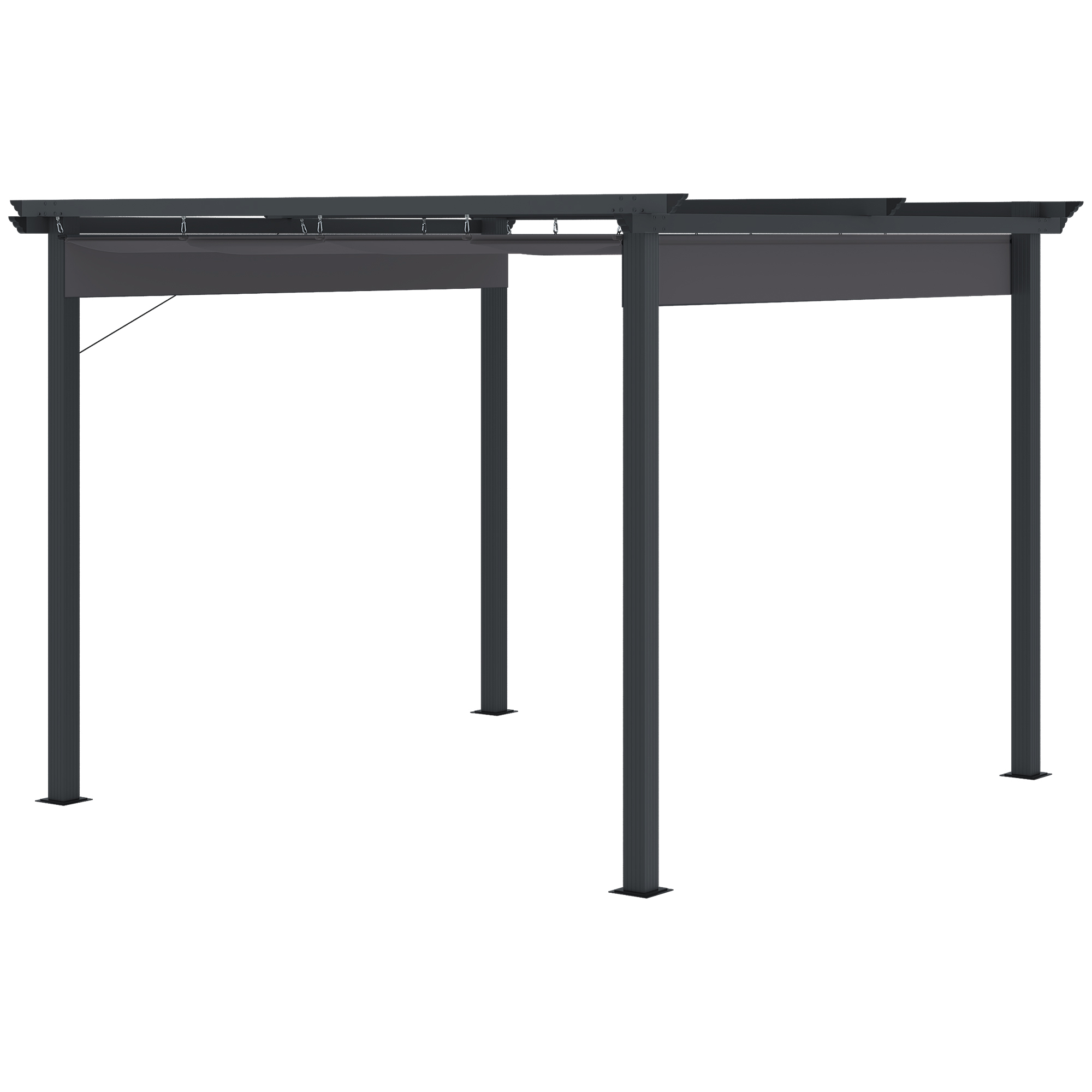 Pergola van Outsunny met verstelbare luifel aluminium grijs, zwart 3 x 3 m