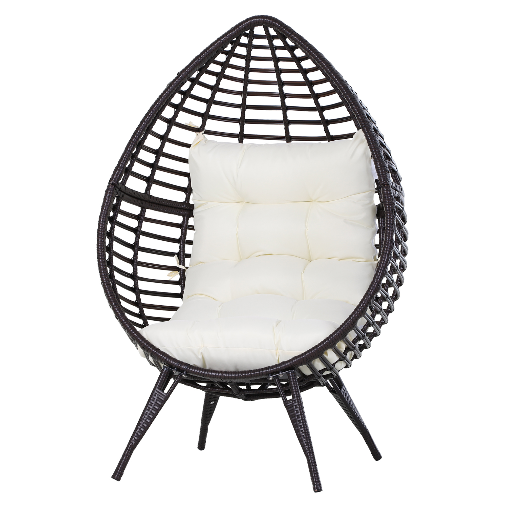 Outsunny rotan fauteuil in druppelvorm 101 cm x 89 cm x 156 cm