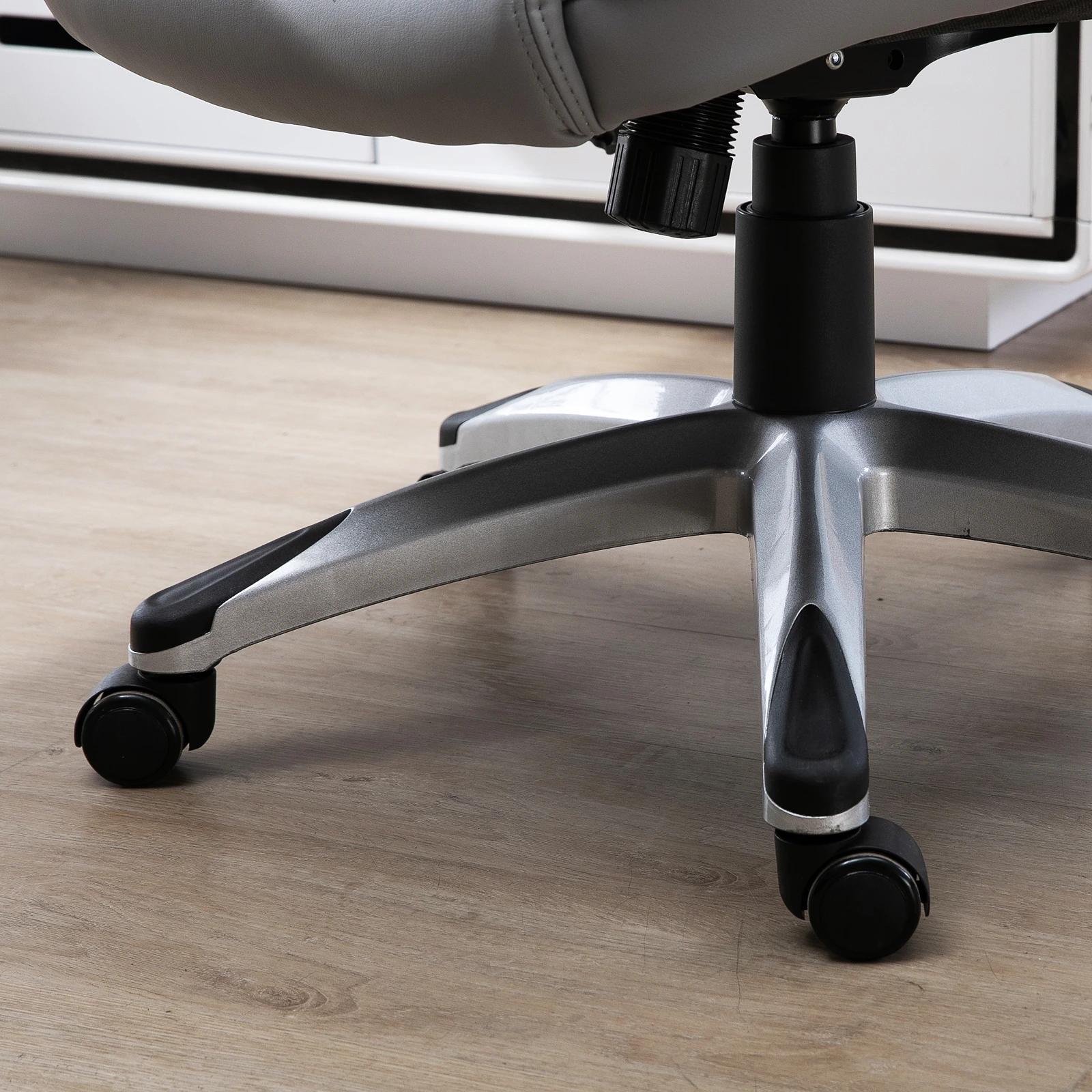 Vinsetto bureaustoel draaistoel computerstoel met kantelfunctie in hoogte verstelbaar kunstleer grijs 69,5 x 76 x 113–121 cm | Aosom.nl