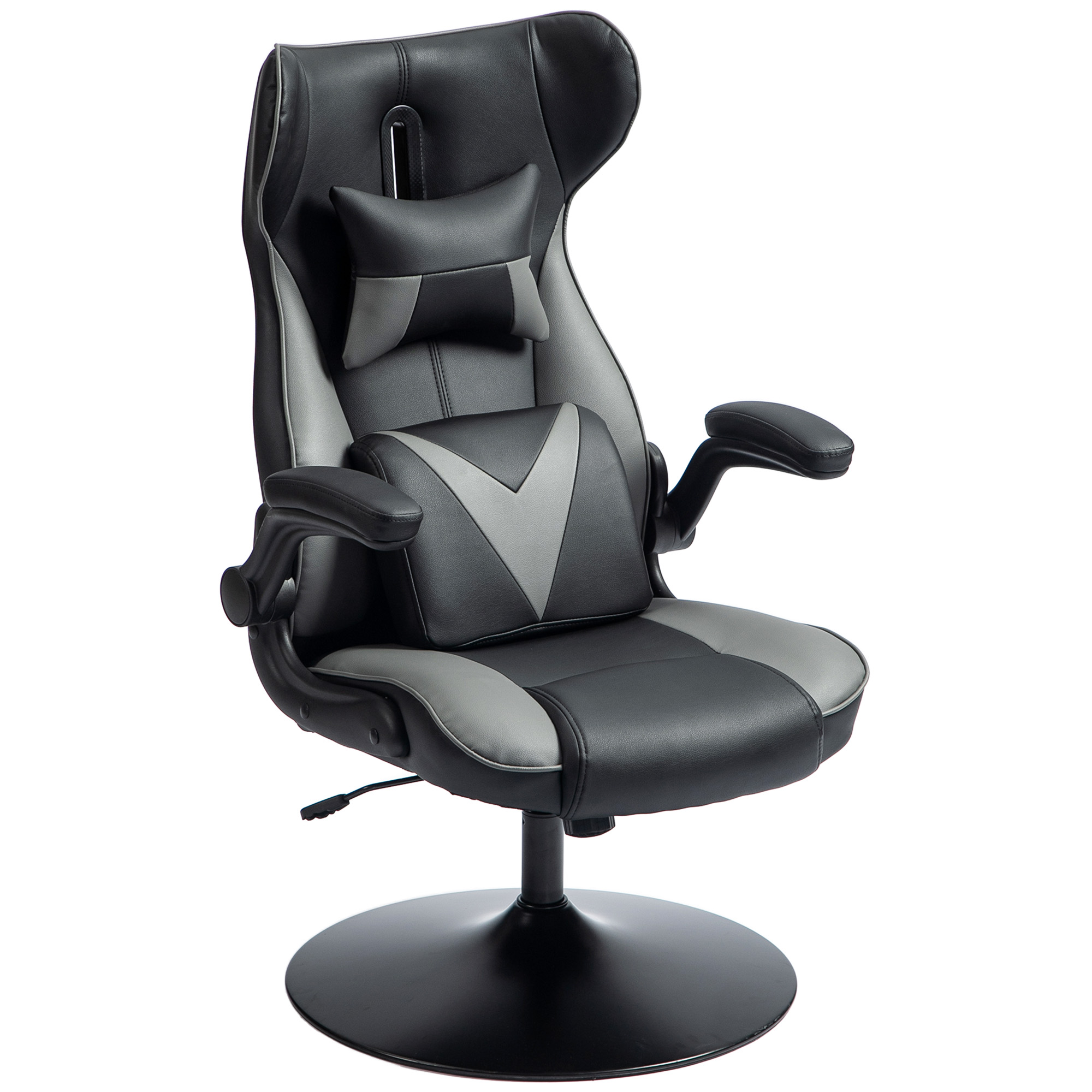 Vinsetto Gamingstoel met Schommelfunctie, Draaibaar, Hoogte Verstelbaar, Gepolsterde Zitting, Metaal, 67 x 71 x 112 cm, Grijs