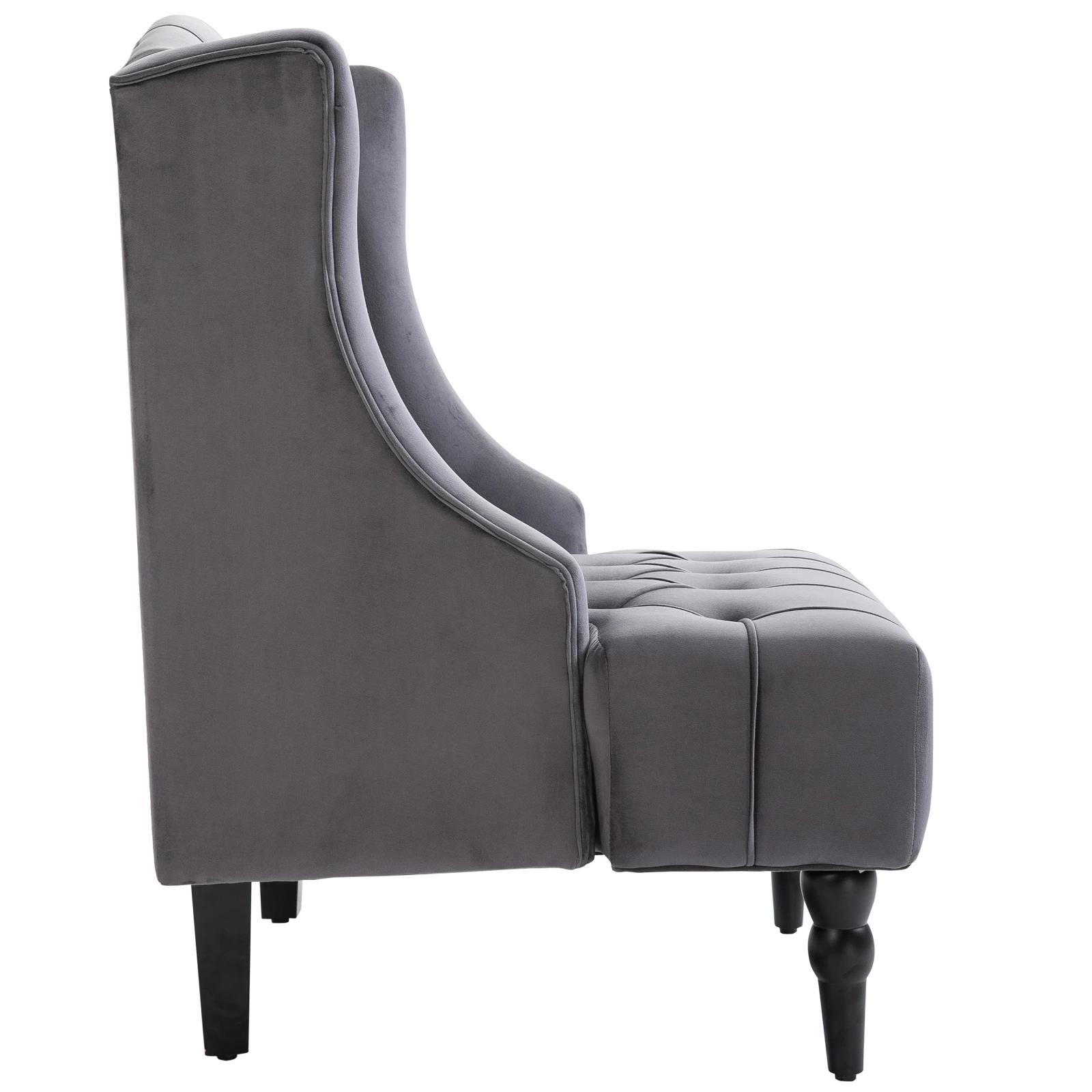 HOMCOM®-vleugelstoel met tufting, Relaxfauteuil, Fluweel, Grijs, 67 x 70,5 x 97 cm