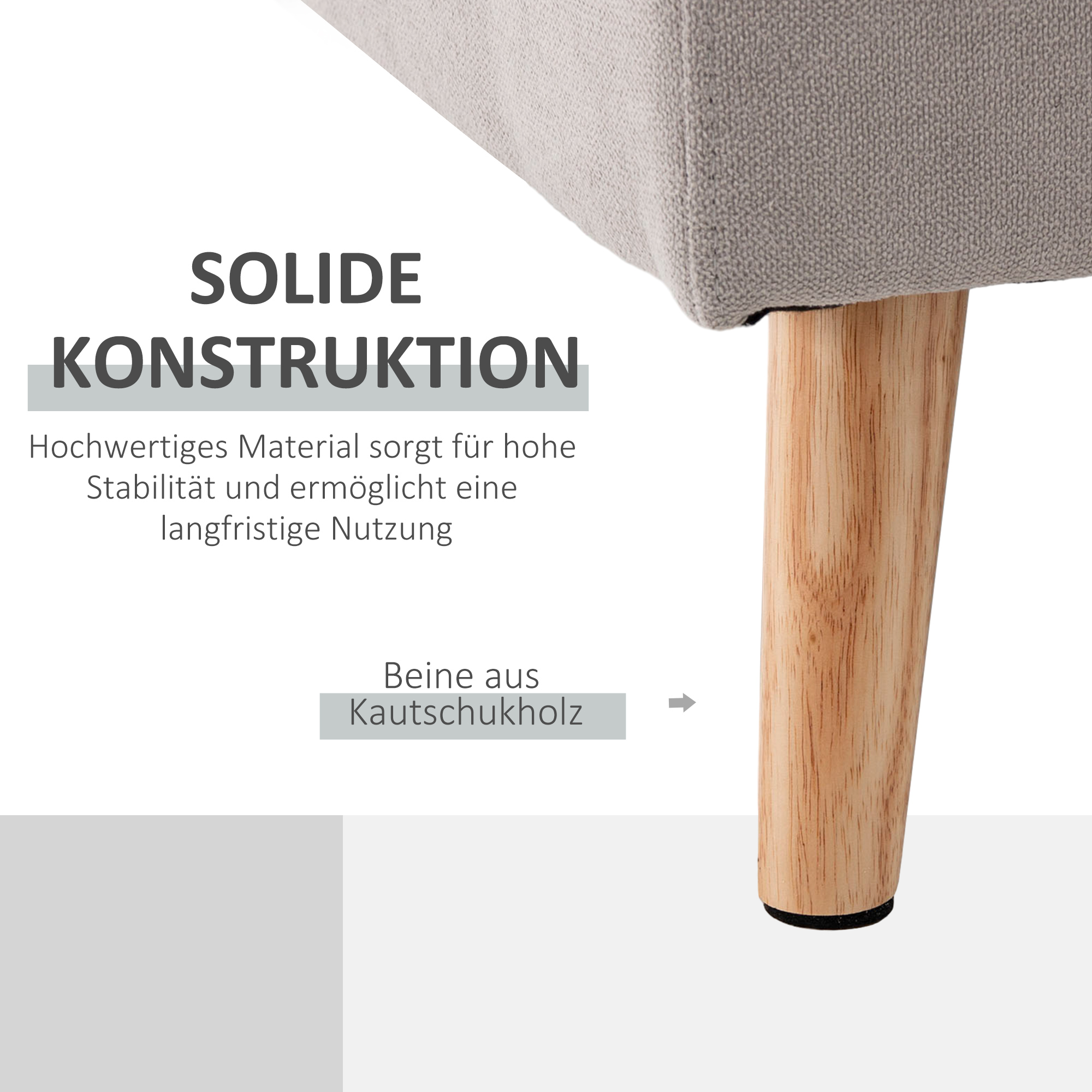 HOMCOM 3-zits hoekbank, linnenlook, omkeerbare chaise longue, 193x136x85 cm, lichtgrijs