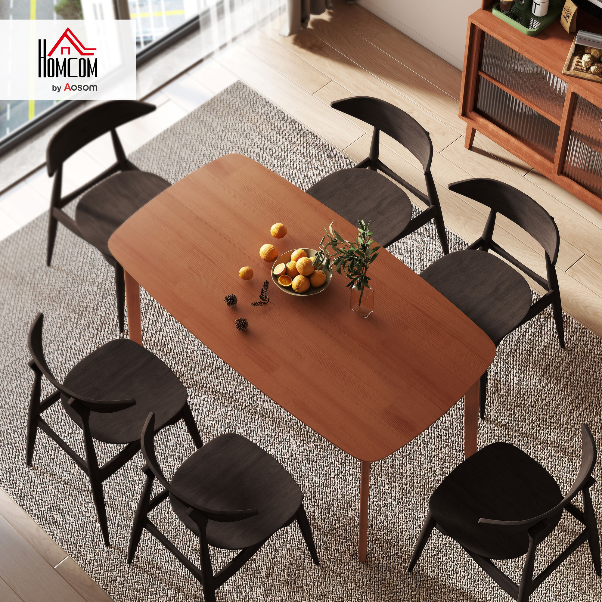 HOMCOM Eettafel, Landhuisstijl, Gelakte Oppervlakte, Hout, 150 x 80 cm, Bruin