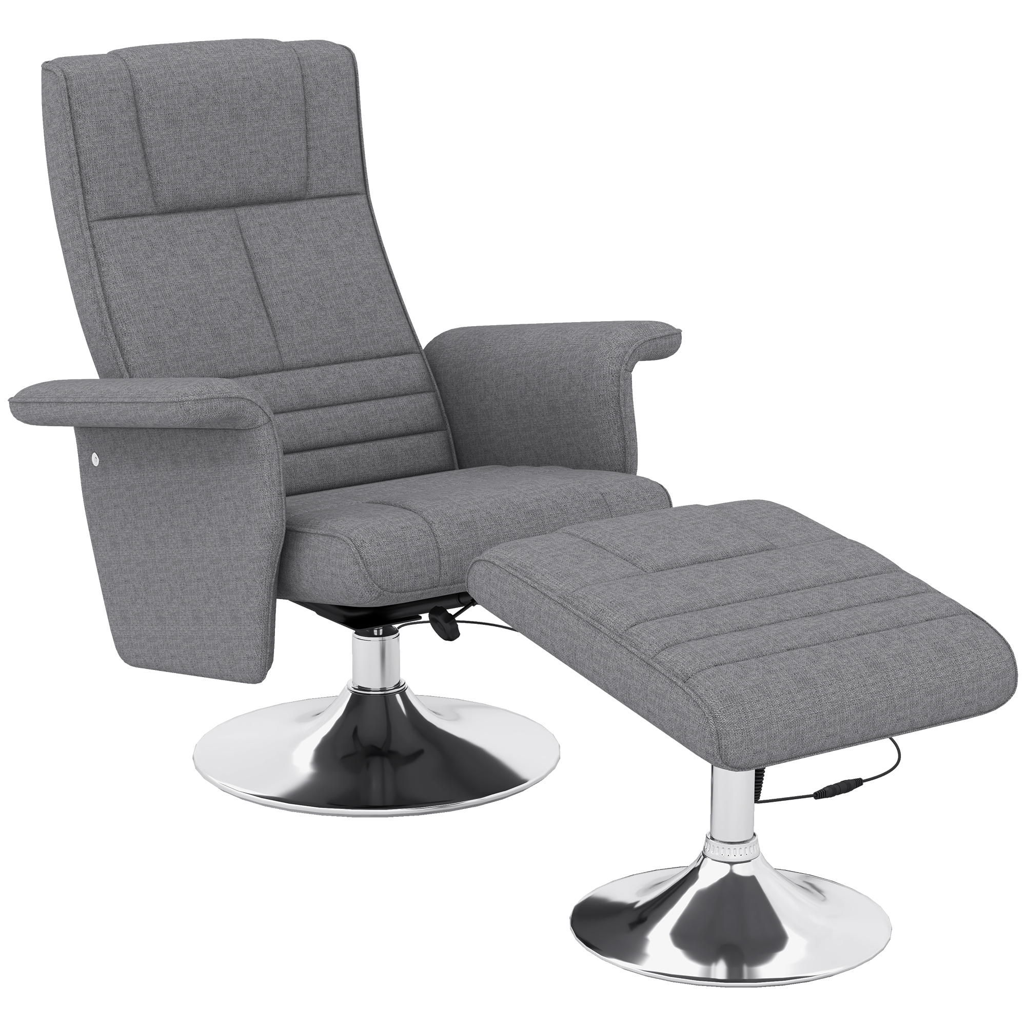 HOMCOM Massagestoel Relaxfauteuil, met Ottomaanse, 8 Vibratiekoppen, Kantelfunctie, 78cm x 90cm x 93cm, Donkergrijs