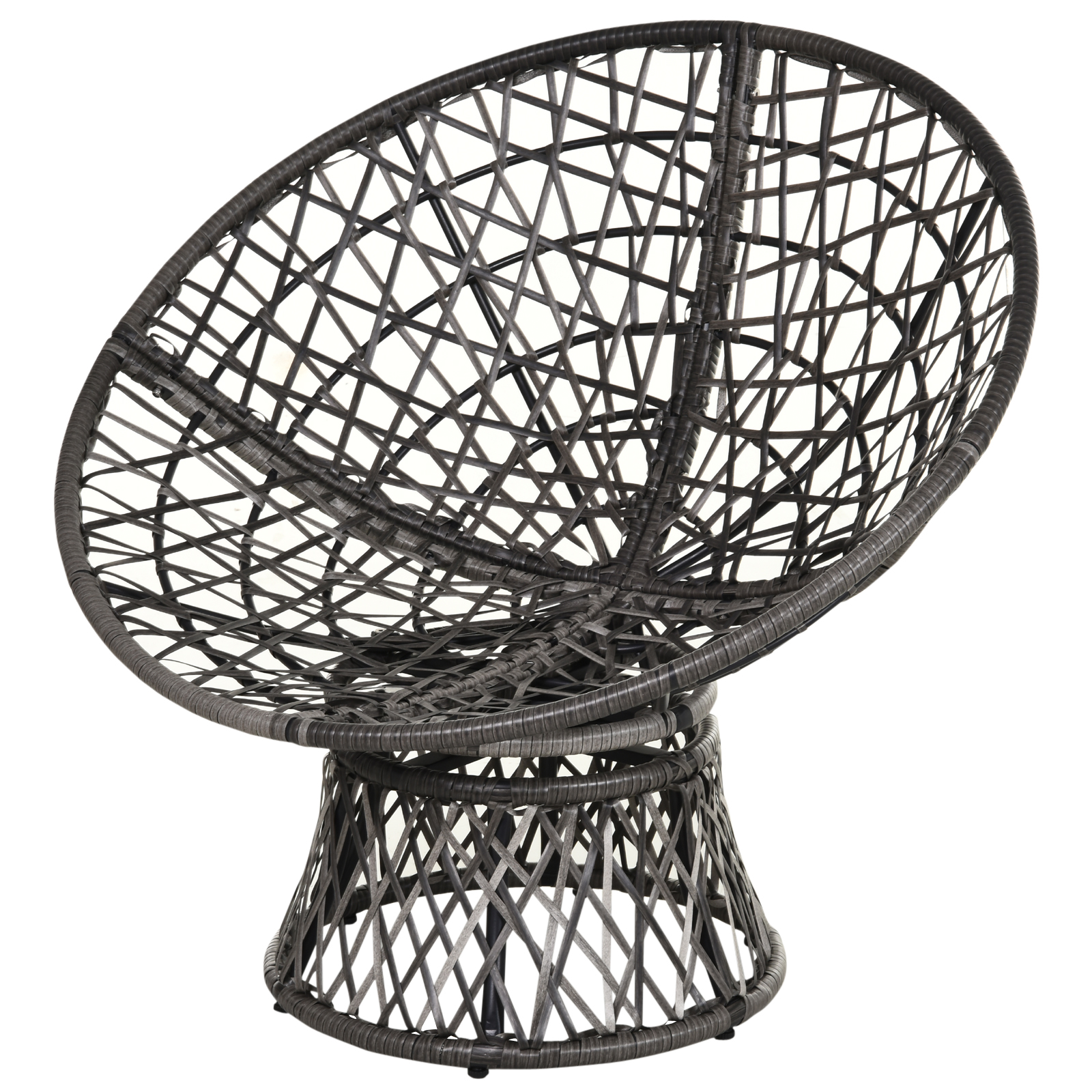 Outsunny Papasan fauteuil met bekleding rieten fauteuil 360 graden rotan grijs