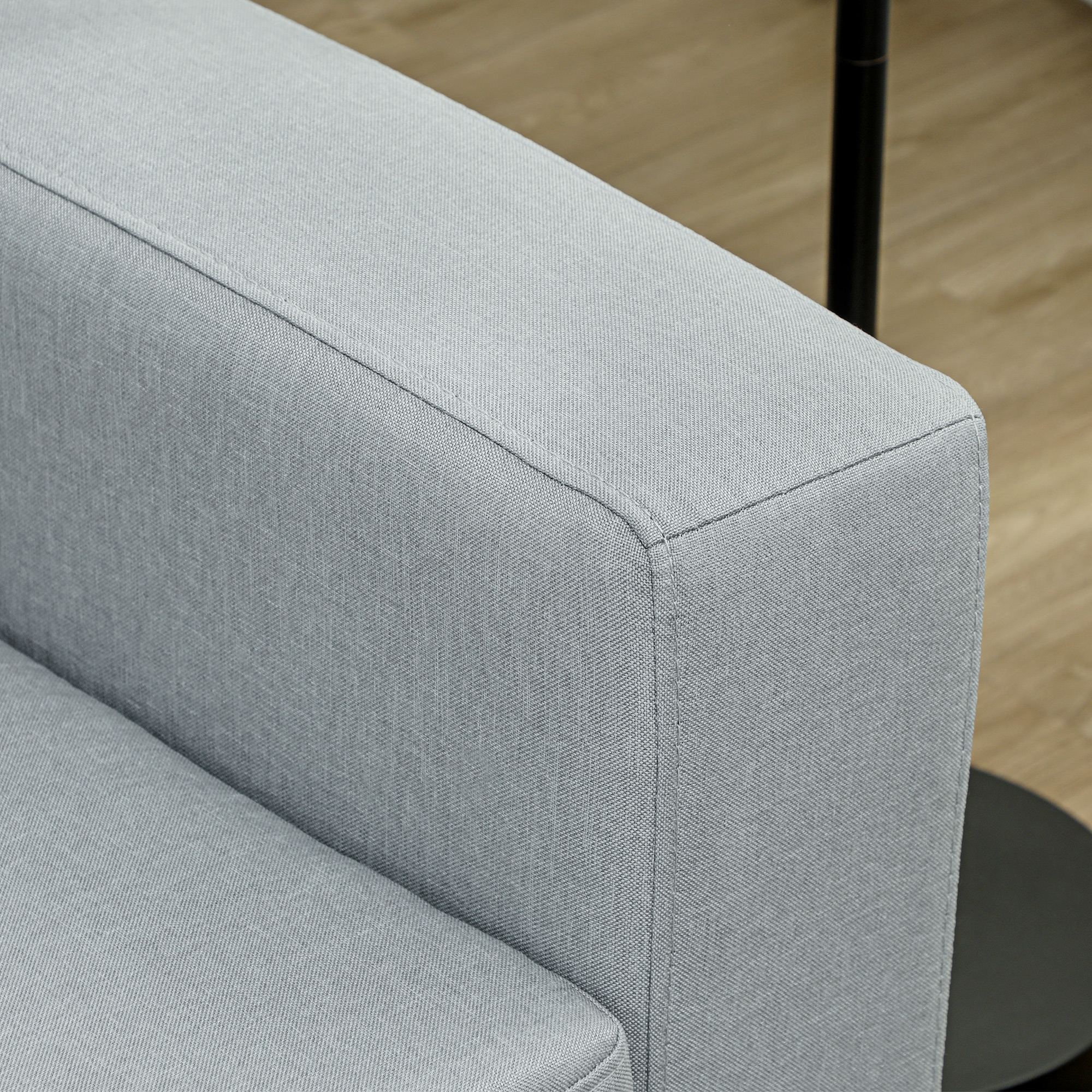 HOMCOM 3-Zitsbank, Bank met Houten Frame, Metalen Poten, Eenvoudig Ontwerp, Lichtgrijs