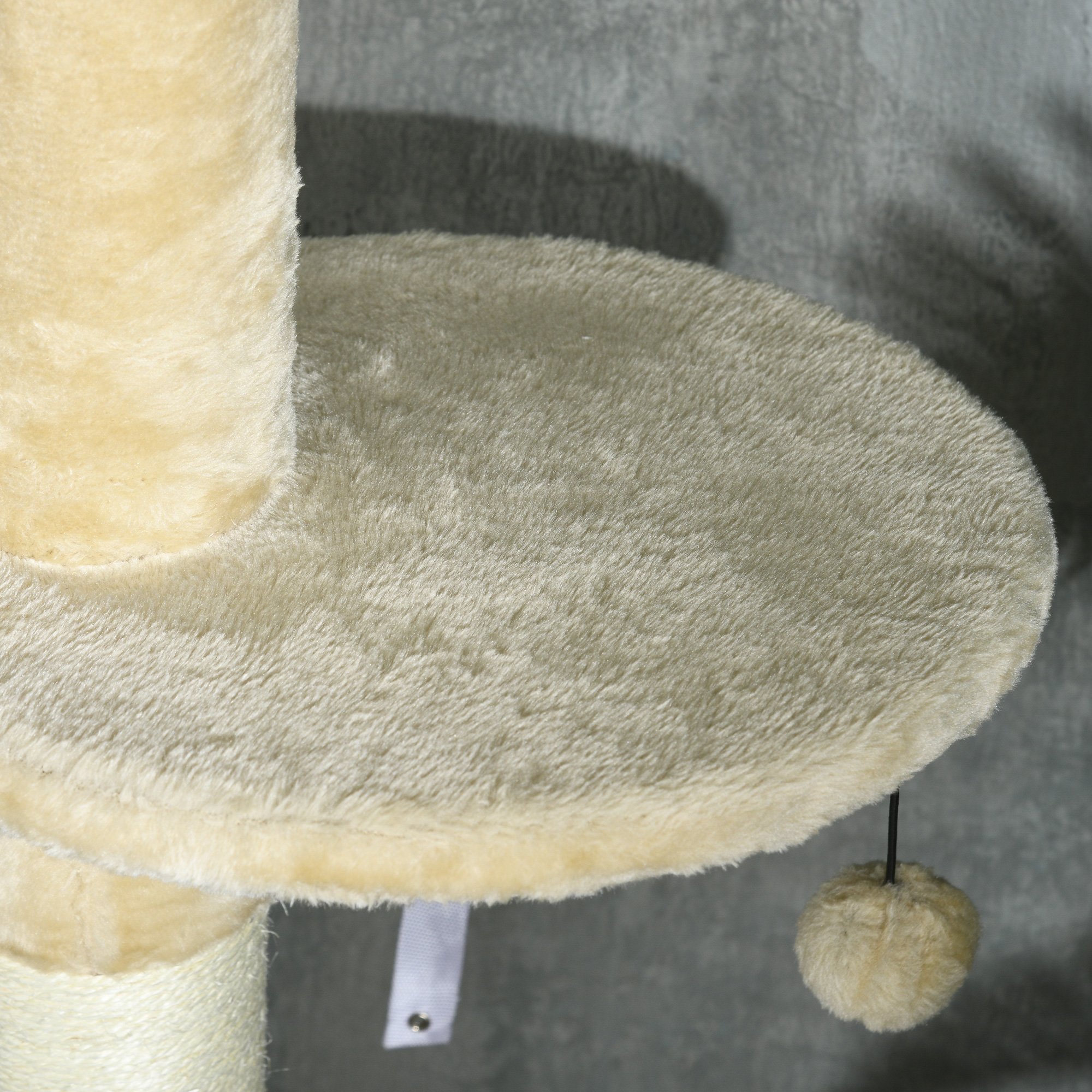 PawHut Krabpaal kattenboom, 1 kattenhol, 1 kattenbed, 1 ligplaats, 1 helling, 60 cm x 40 cm x 98 cm, Natuur + Beige