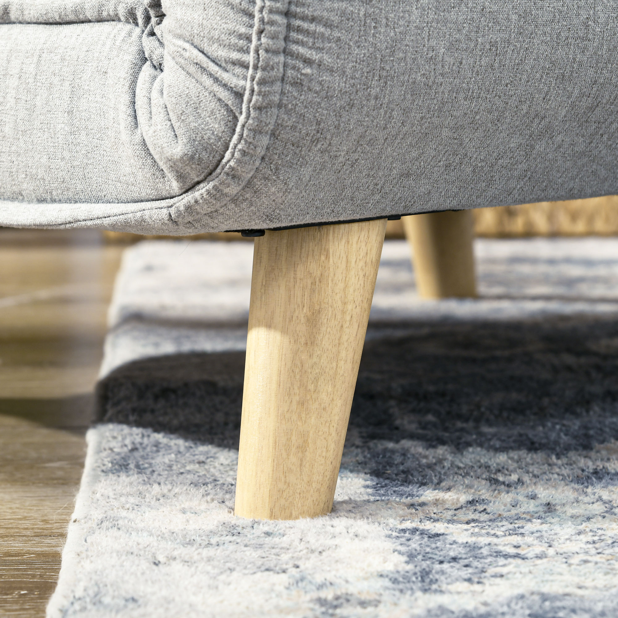 HOMCOM Slaapfauteuil, 6-traps verstelbare leuning, Linnenlook, tot 150 kg, Lichtgrijs