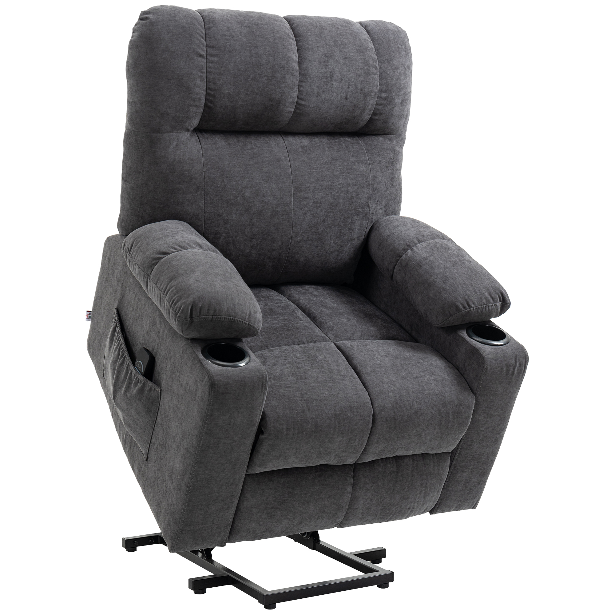 HOMCOM Opstaan hulp seniorenstoel, ligfunctie, inclusief afstandsbediening, 144 cm x 91 cm x 88 cm, Donkergrijs