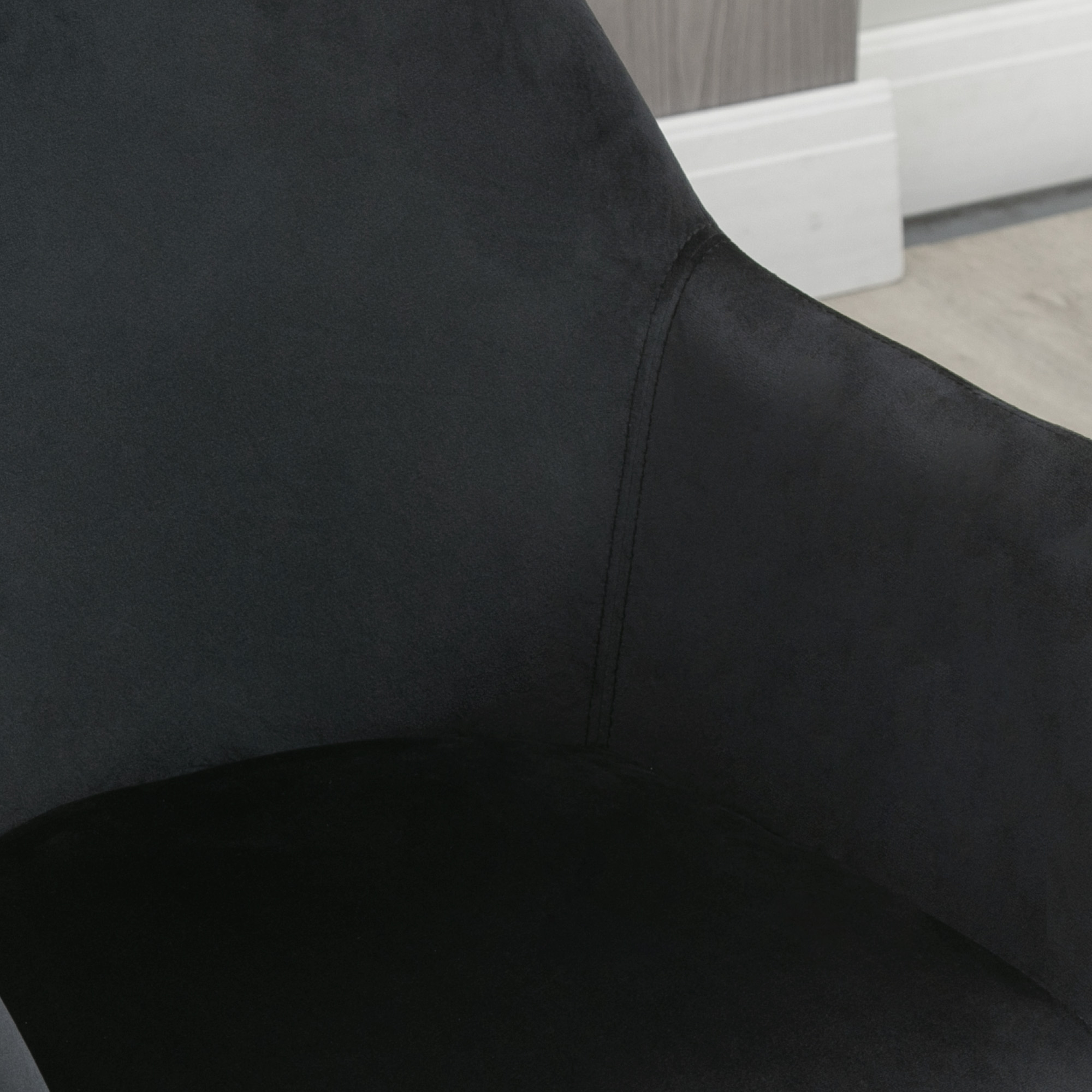 HOMCOM Eetkamerstoelen, 2-delig, modern ontwerp, velourslook, rubberhout, 54x57x80 cm, Zwart