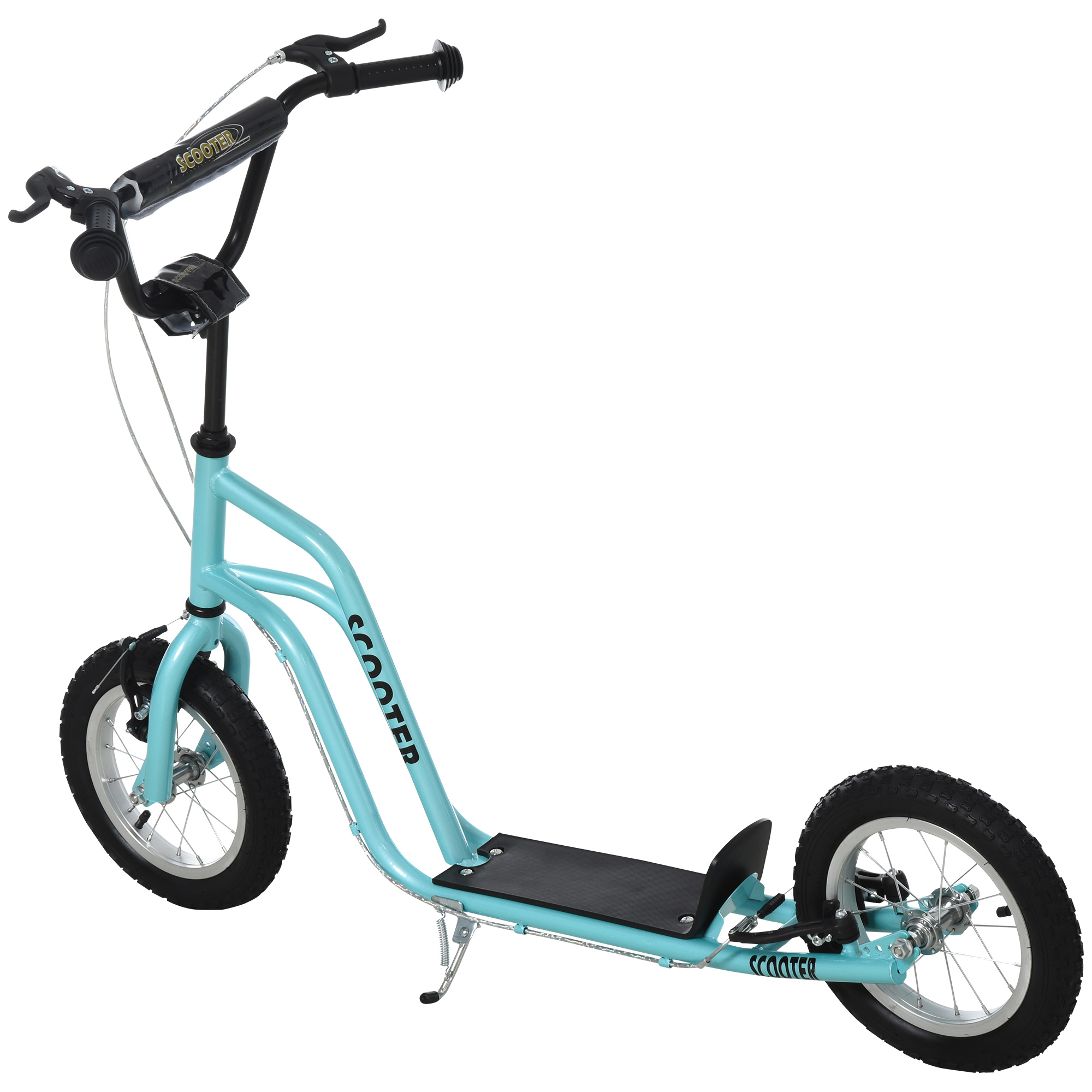 HOMCOM kinderscooter stuur verstelbare step step stadsscooter kinderstep kickboard met luchtbanden 12 inch vanaf 5 jaar blauw 120 x 58 x 75-80 cm
