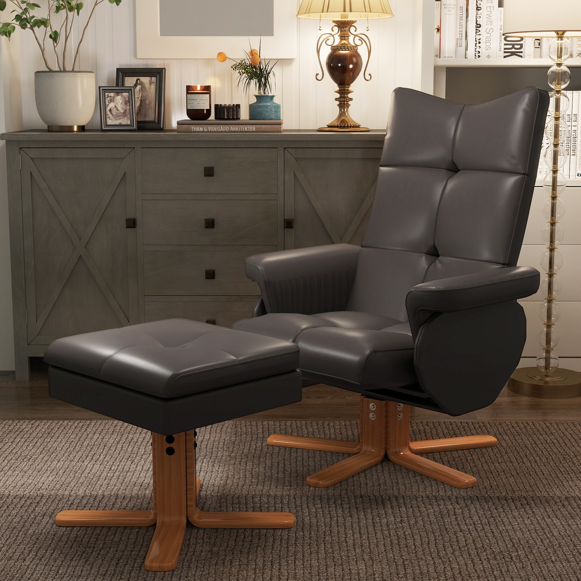 HOMCOM massagestoel met ottoman relaxstoel TV-stoel TV-stoel 145 ° helling kunstleer bruin 80 x 86 x 99 cm