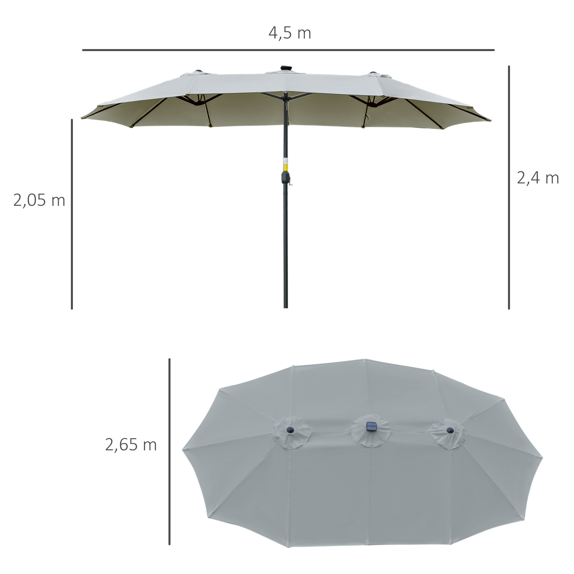 Outsunny parasol met LED-verlichting 4,5m diameter
