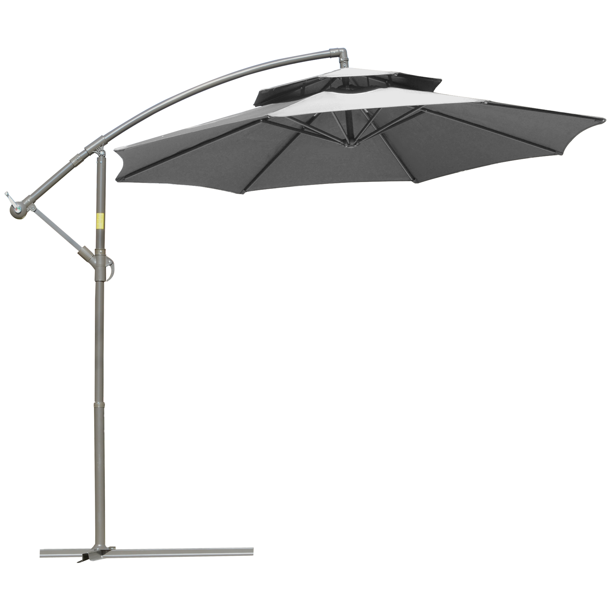 Outsunny Parasol 2,7 m Vrijdragende Parasol met Kruisvoet Staal Buiten Lichtgrijs