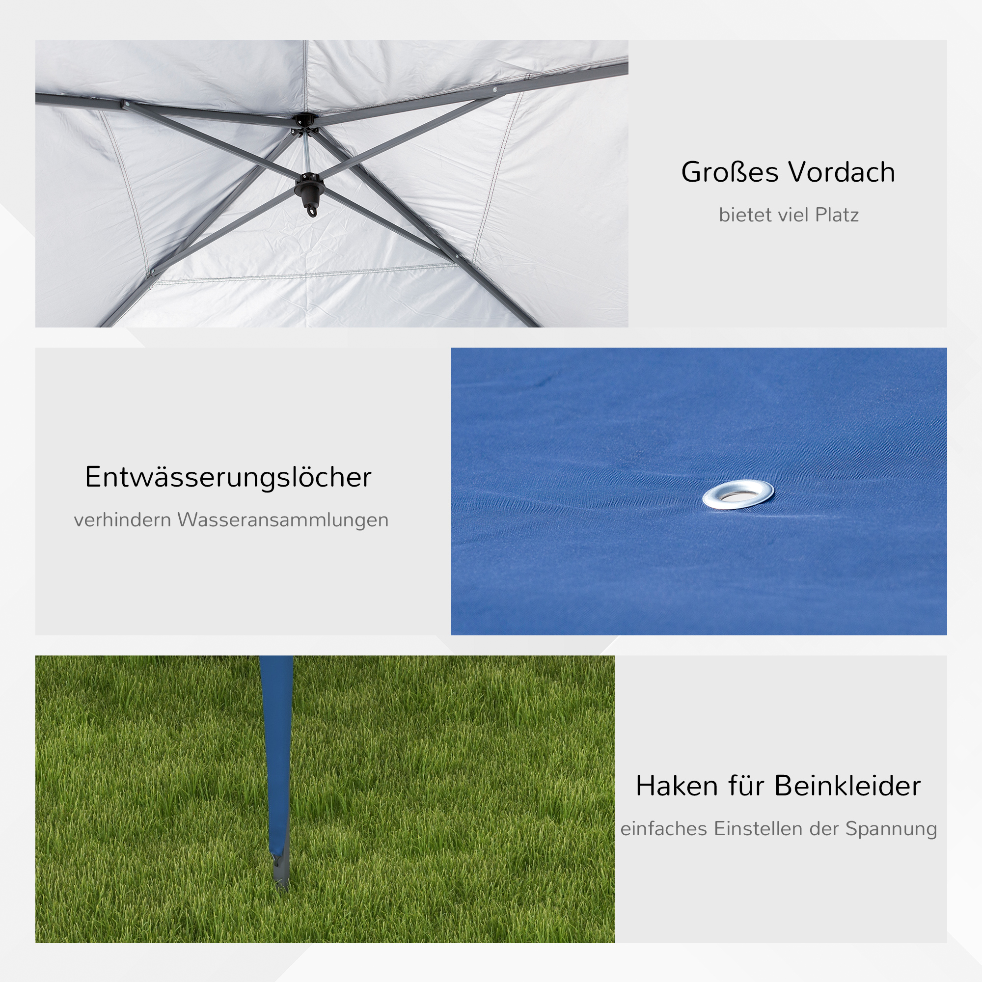 Outsunny Faltpaviljoen Tuinpaviljoen Partytent, inklapbaar, weerbestendig, 5,9 m x 2,95 m x 2 m, Blauw