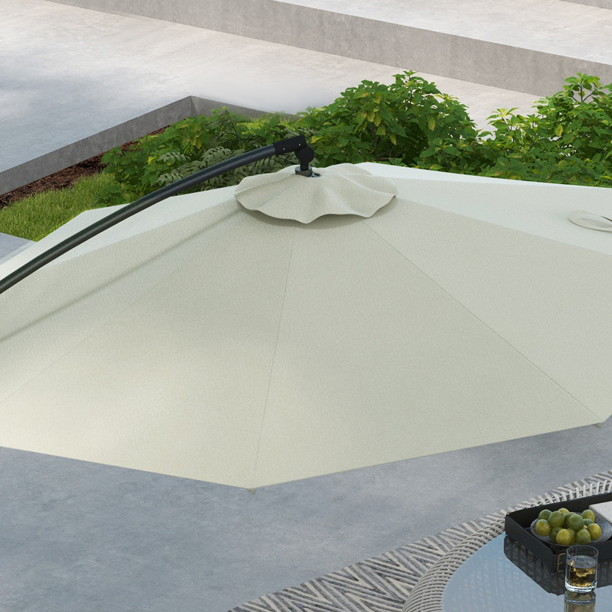 Outsunny Parasol Ampelscherm, inclusief Kruisvoet, 293 x 293 x 260 cm, Crème