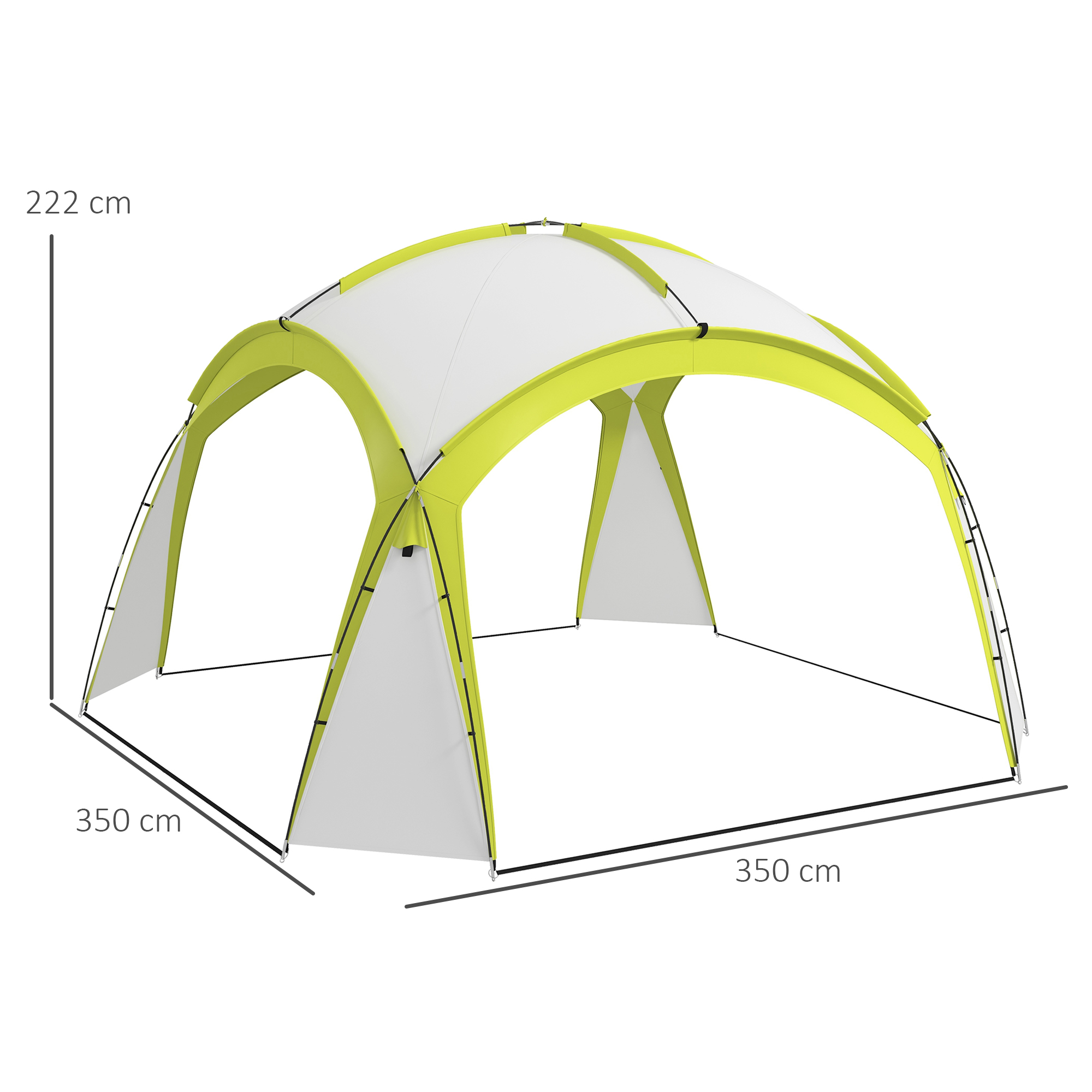 Outsunny Event Shelter 3,5 x 3,5m Paviljoen met Verlichtingshaak Waterafstotend Winterbestendig Tuinpaviljoen Groen