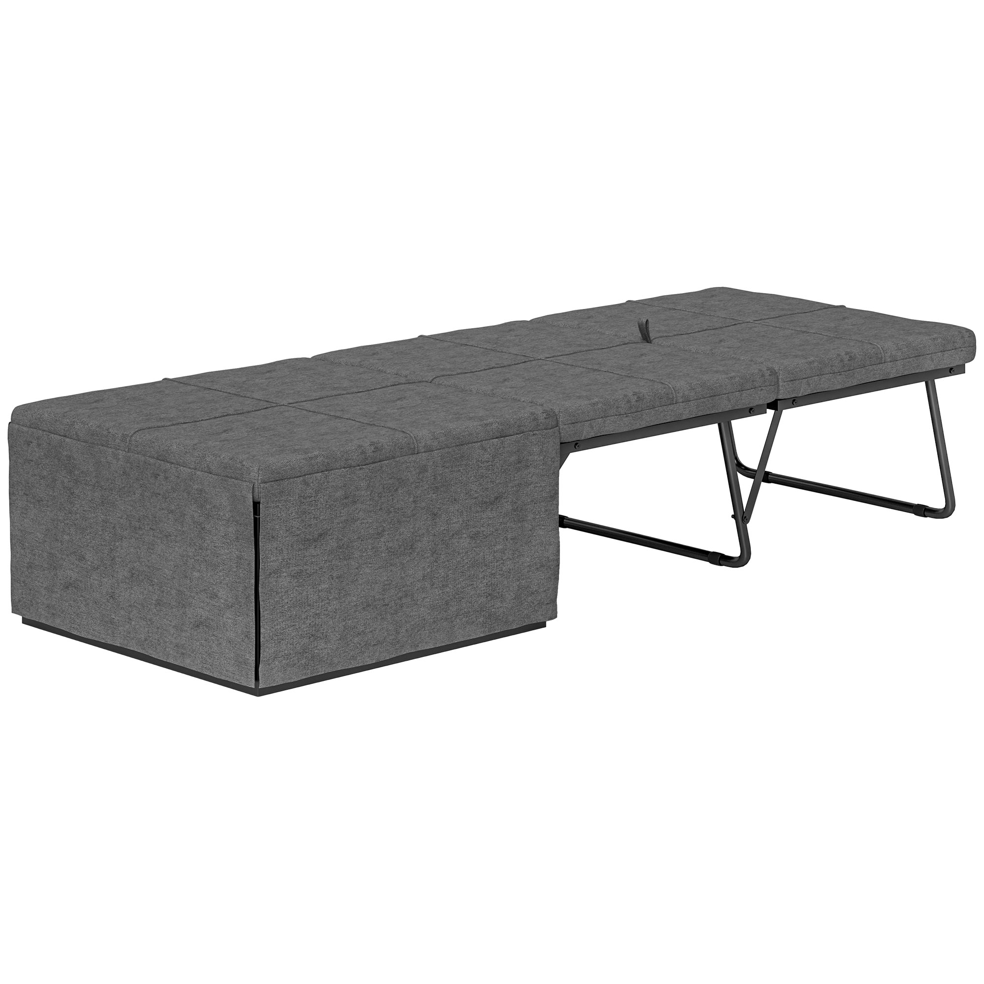 HOMCOM Opklapbaar Bed, met Matras en Stofhoes, 190 x 69 x 38,5 cm, Grijs