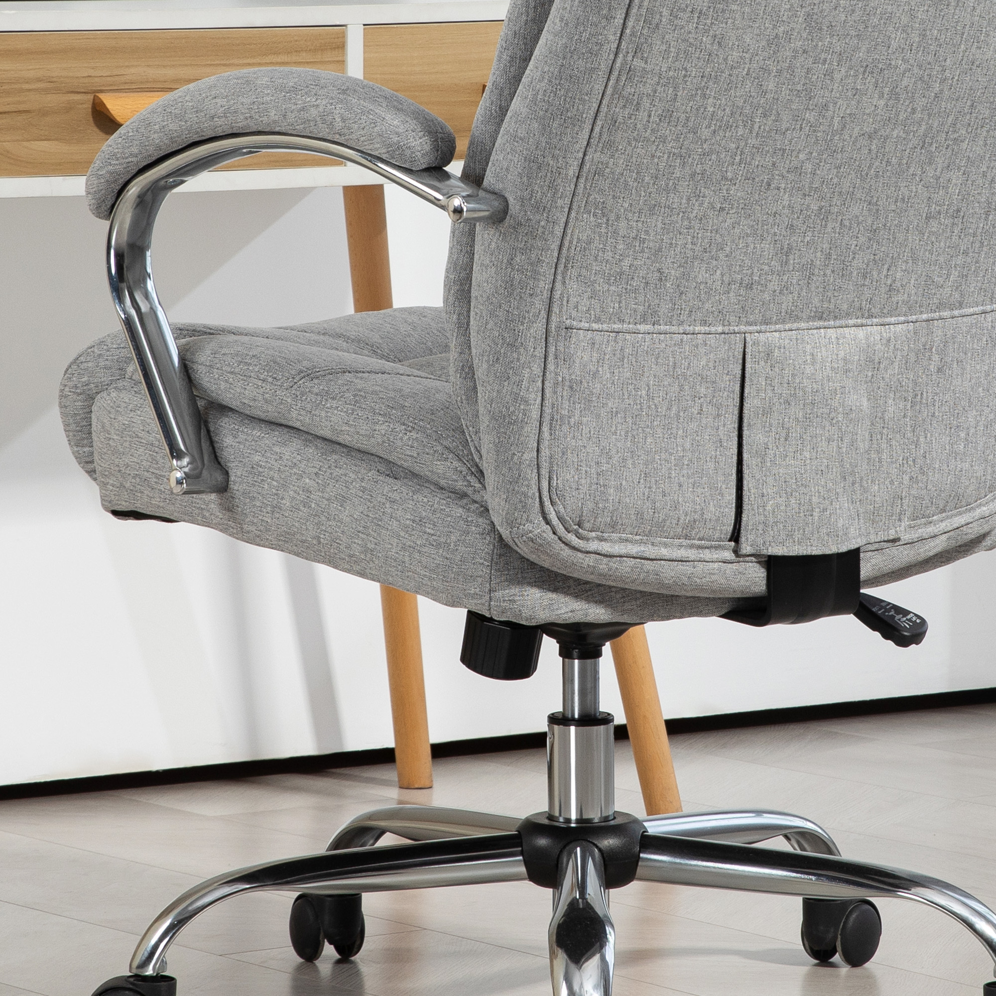 Vinsetto Ergonomische Bureaustoel, Hoge Rugleuning, Ademende Bekleding, Verstelbare Hoogte, Grijs