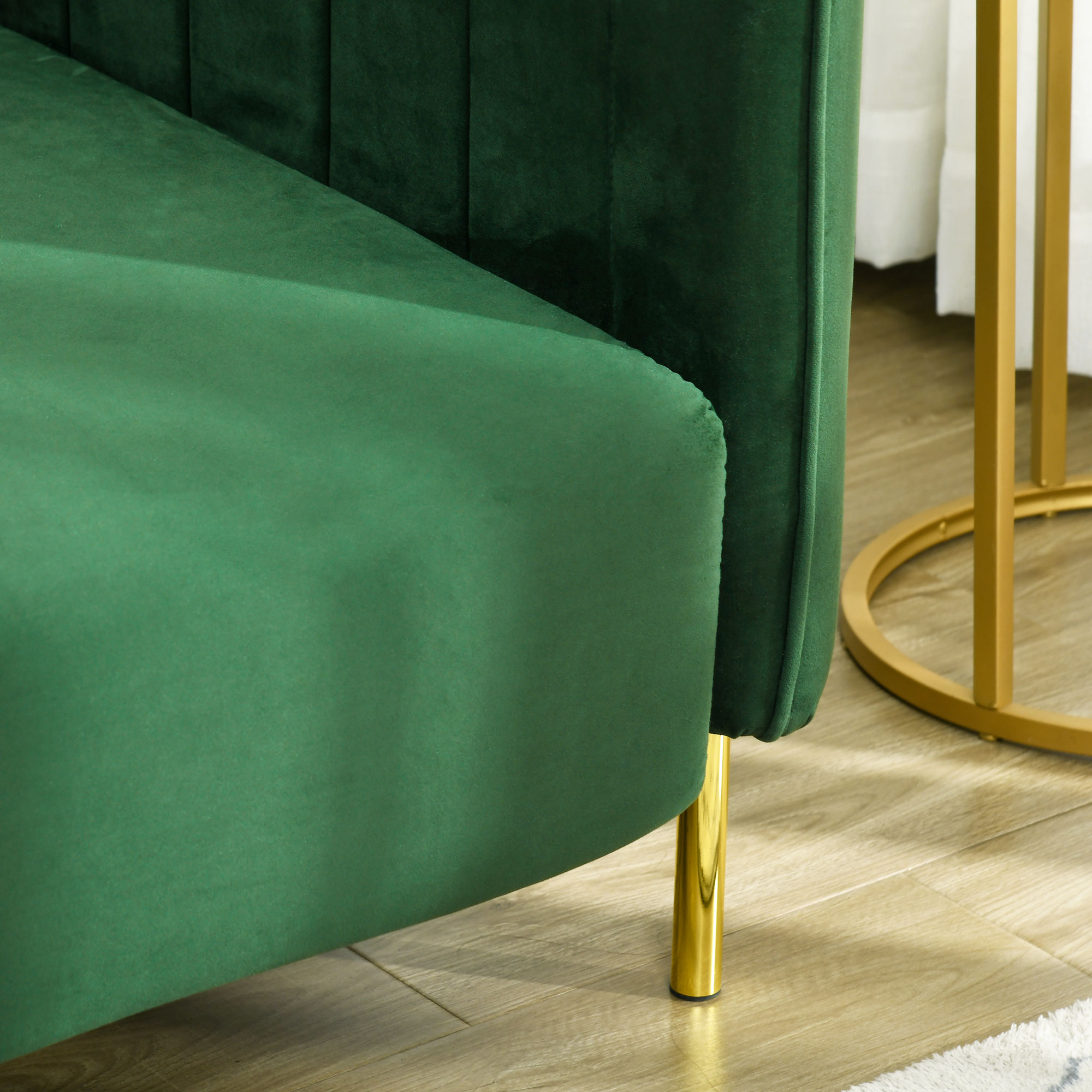 HOMCOM 3-zitsbank, inclusief 2 kussens, fluwelen look, retro design, afneembare hoes, 195 cm x 88 cm x 76 cm groen