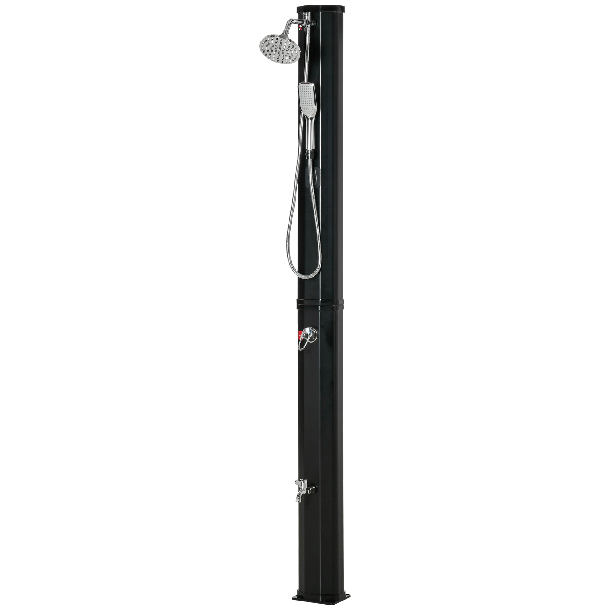 Outsunny buitendouche op zonne-energie, zwart, 17,5 x 14,5 x 216 cm