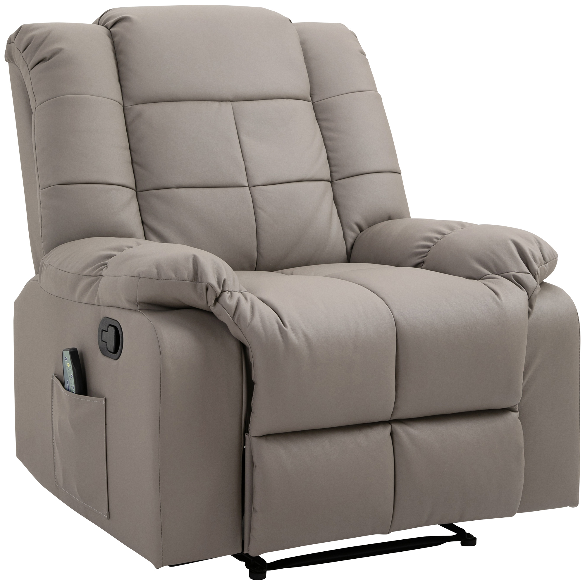 HOMCOM massagebank, tv-stoel, relaxstoel met massagefunctie, PU-leer + hout + metaal + schuimstof, 90 x 97 x 99 cm massagebank tv-stoel ligfunctie | Aosom.nl