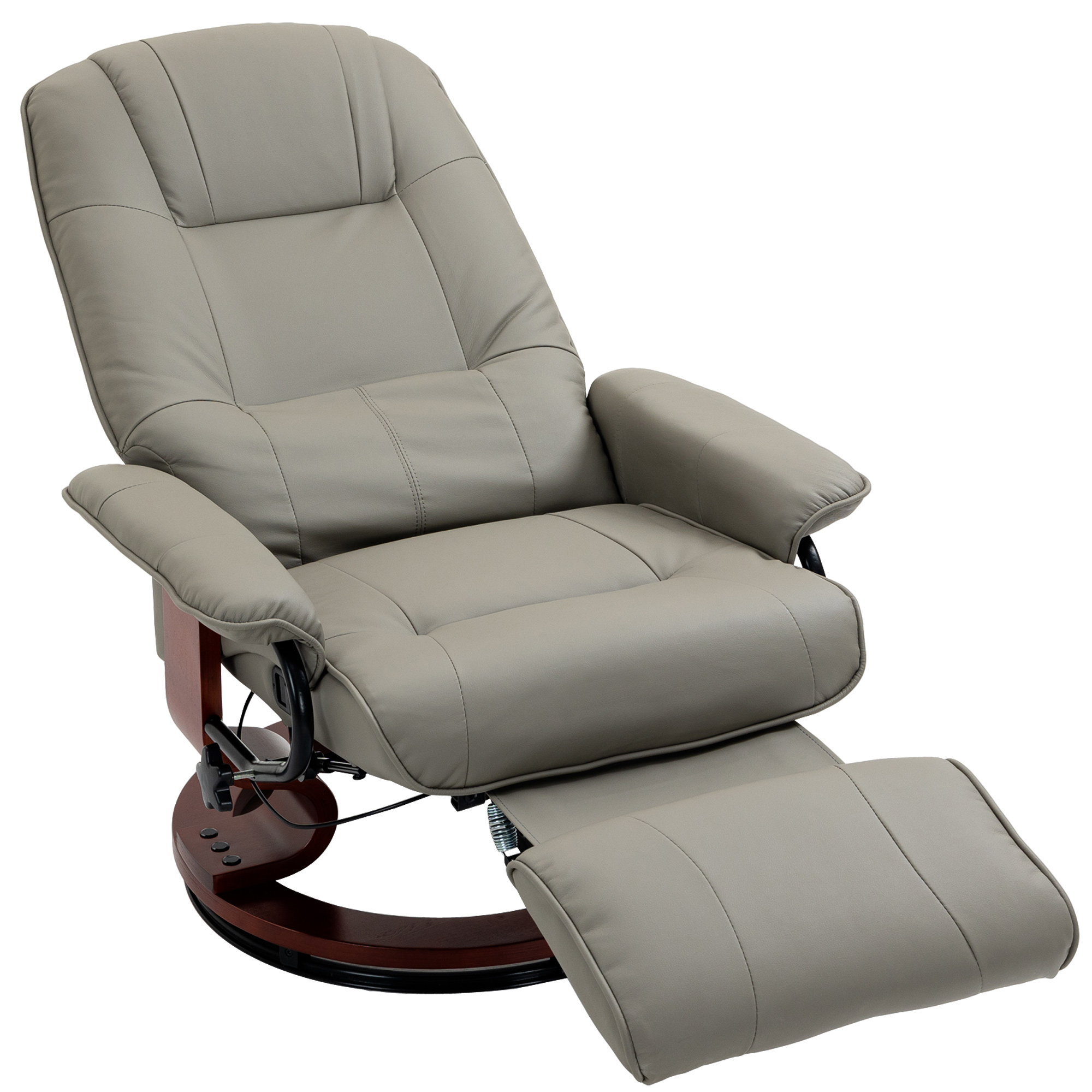 HOMCOM Relaxstoel Televisiestoel Ligstoel Kunstleder 360° Draaistoel 145° Kantelbaar Grijs 78 x 87 x 100 cm