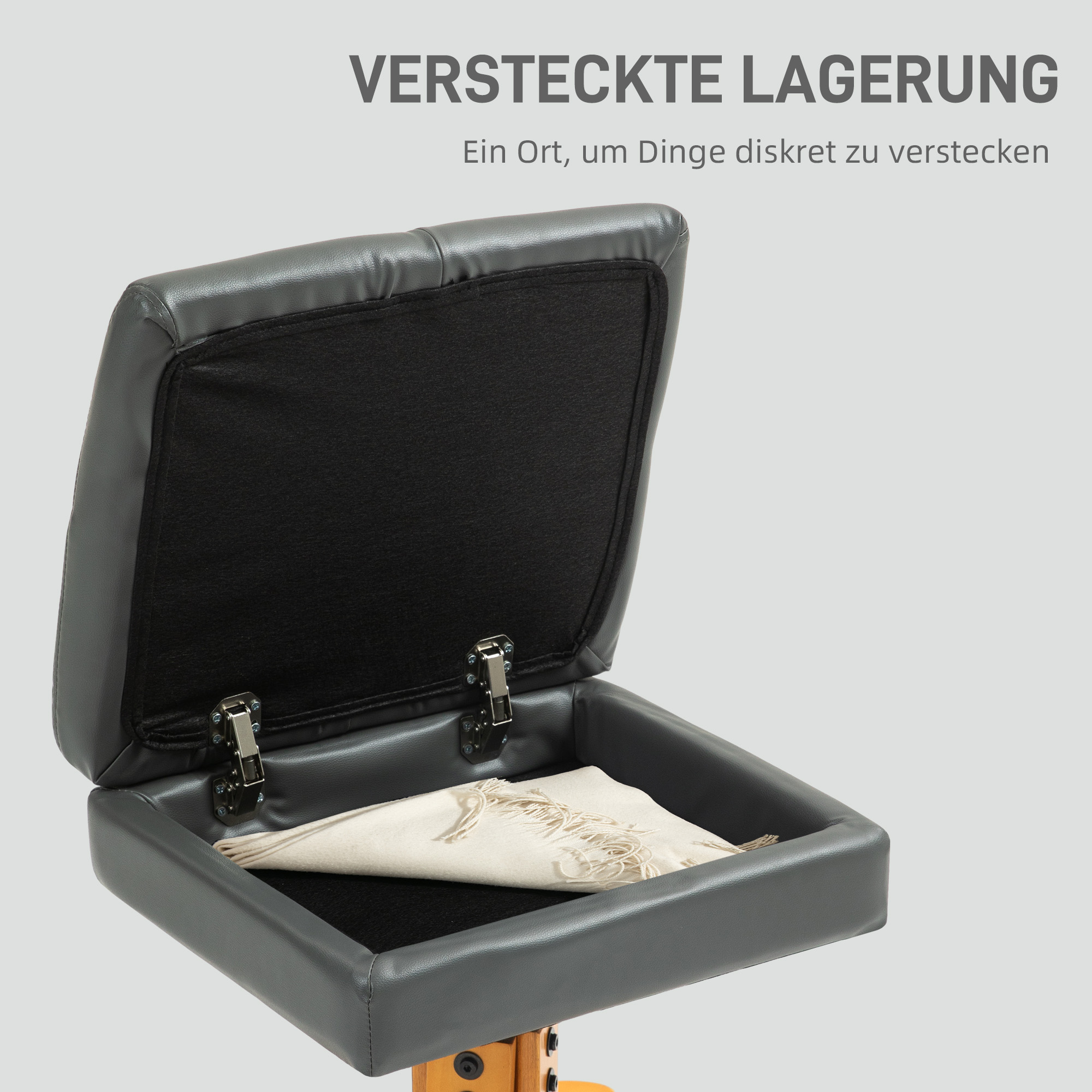 HOMCOM Massagestoel met Voetenbank, Verstelbare Rugleuning, USB-Oplaadpoort, Lederlook, tot 150 kg, Donkergrijs