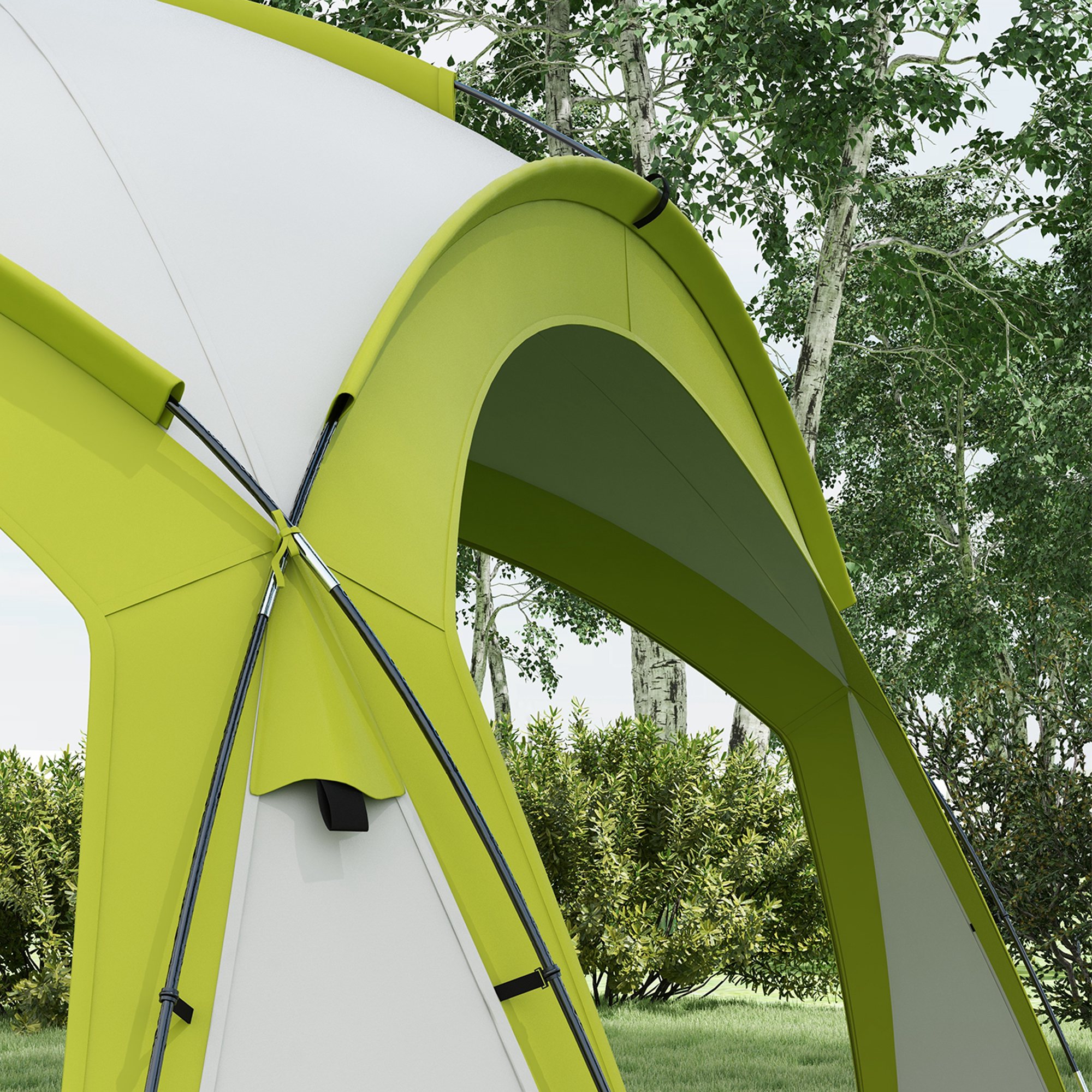 Outsunny Event Shelter 3,5 x 3,5m Paviljoen met Verlichtingshaak Waterafstotend Winterbestendig Tuinpaviljoen Groen