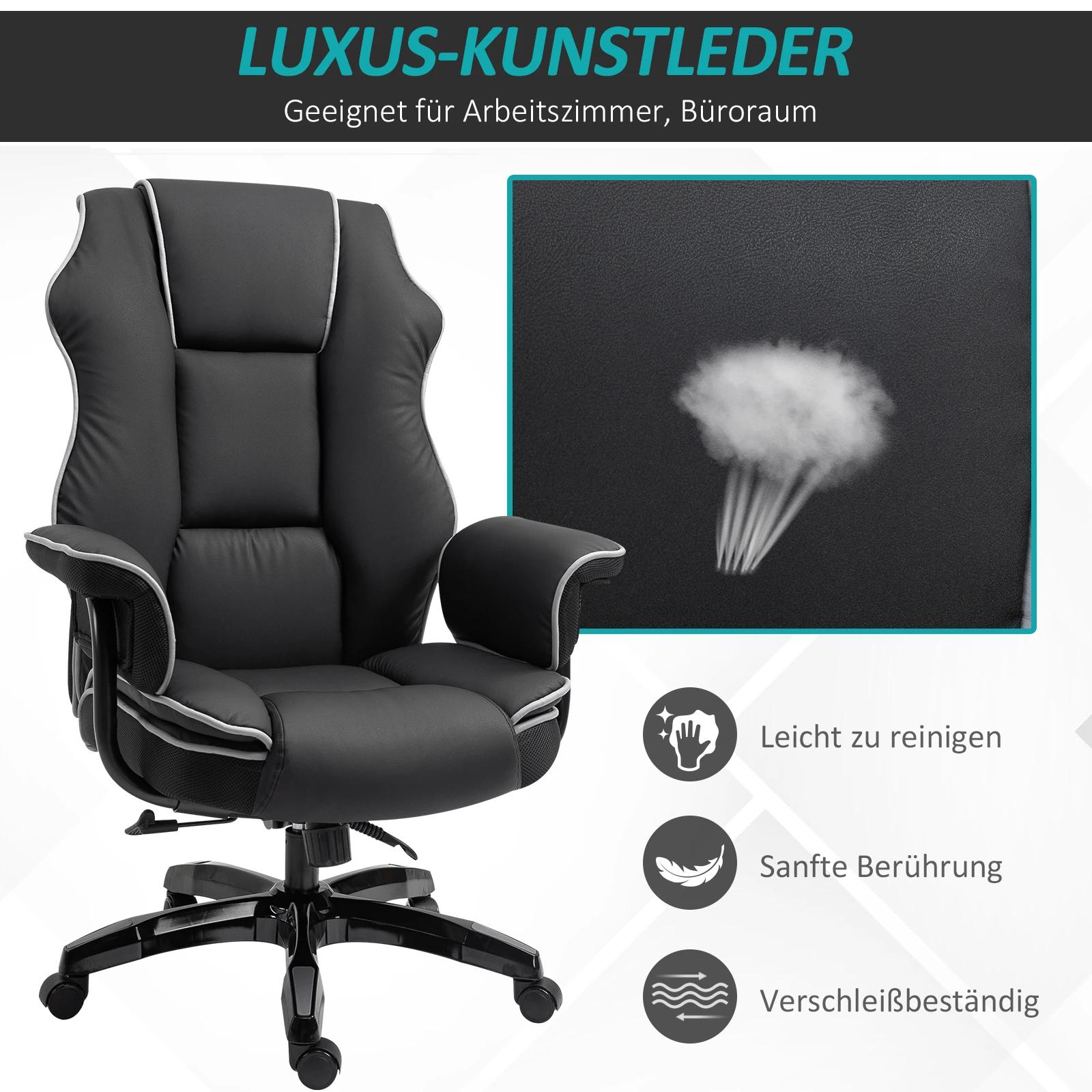 Vinsetto Ergonomische kantoorstoel met kantelfunctie draaistoel in hoogte verstelbaar kunstleer