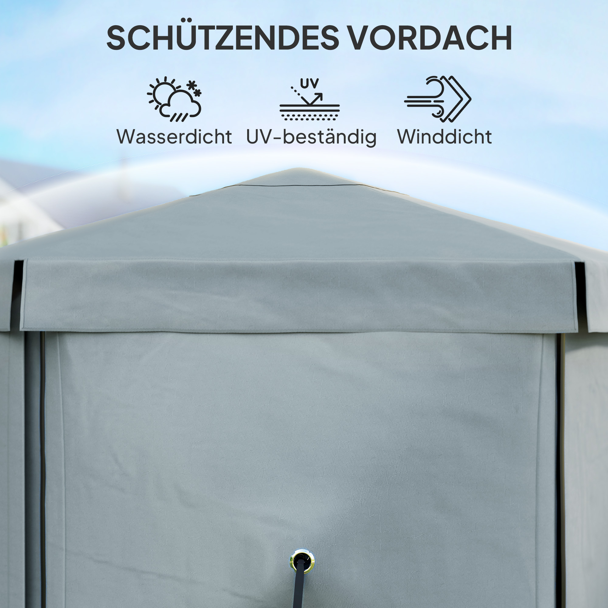 Outsunny Tuin-Paviljoen, Tuintent met 5 Gaaswanden en Draagtas, Waterdicht, UV-bestendig, Partytent, Lichtgrijs