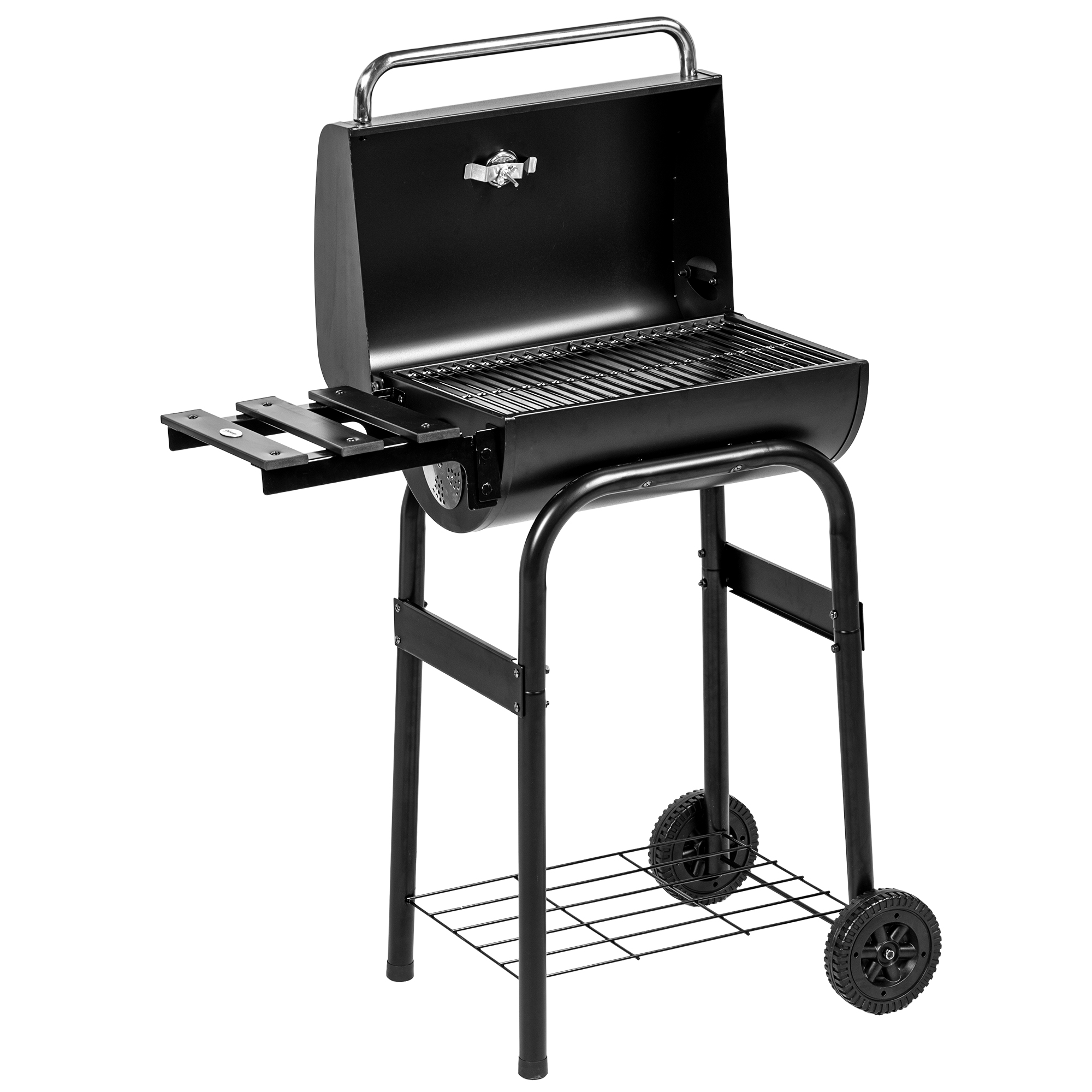 Outsunny Houtskoolgrill Smoker BBQ-Grill, 1 Plank, inclusief Thermometer, 83 x 46,5 x 115 cm, Zwart