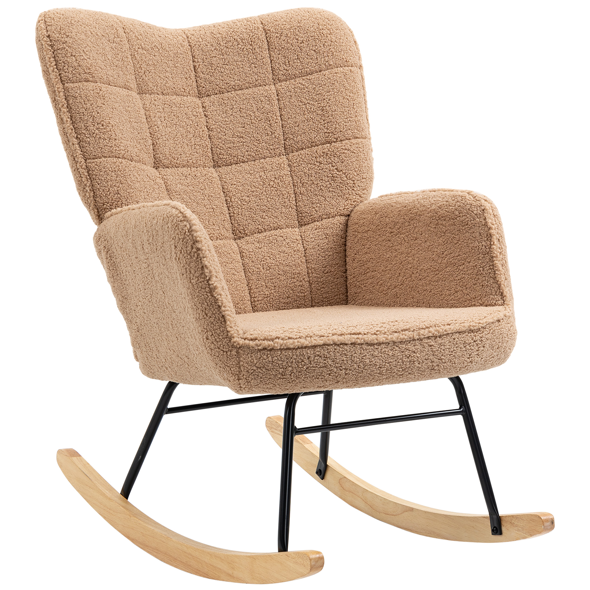 HOMCOM Schommelstoel in Retro-Design, Massief Hout, Stoel, Relaxstoel, 92 cm x 71 cm x 101 cm, Bruin