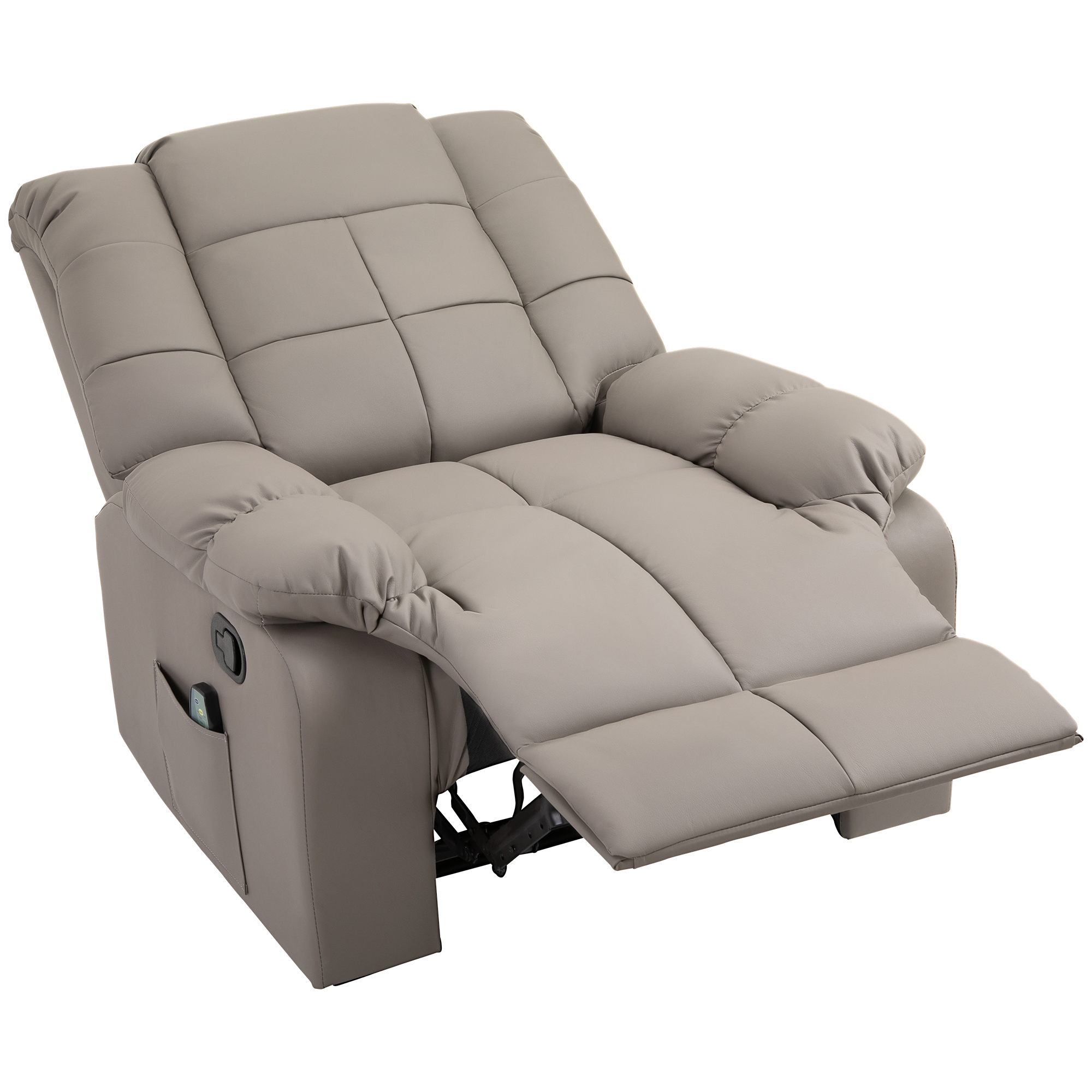 HOMCOM massagebank, tv-stoel, relaxstoel met massagefunctie, PU-leer + hout + metaal + schuimstof, 90 x 97 x 99 cm massagebank tv-stoel ligfunctie | Aosom.nl