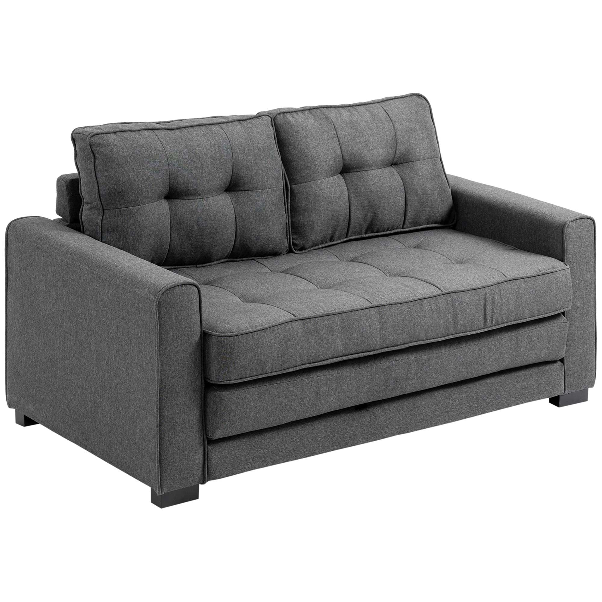 HOMCOM Multifunctionele Slaapbank Grijs | Comfortabele 2-Zits Sofa met Slaapfunctie | Ideaal voor Kleine Ruimtes