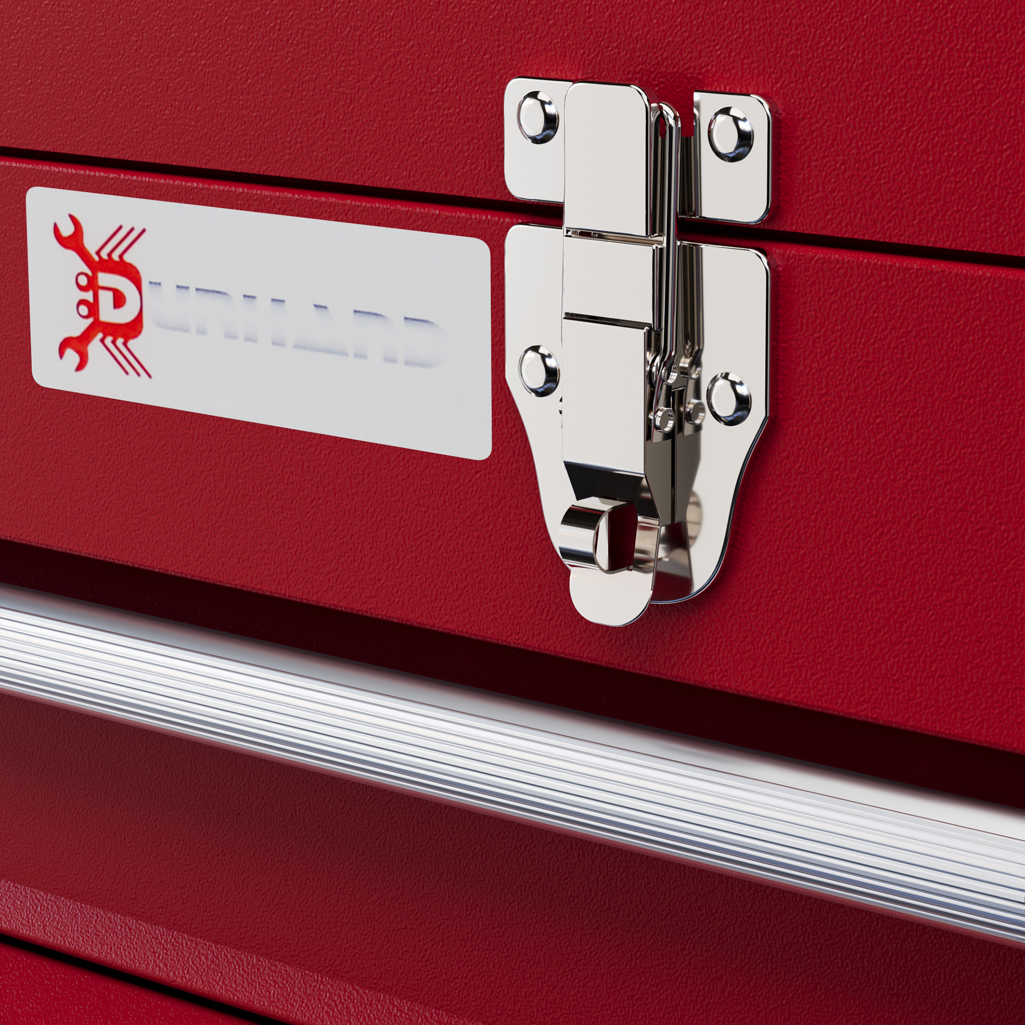 DURHAND Gereedschapskist met 4 lades, bovenvak, stalen sloten, draaggreep, 51x22x39,5 cm, Rood