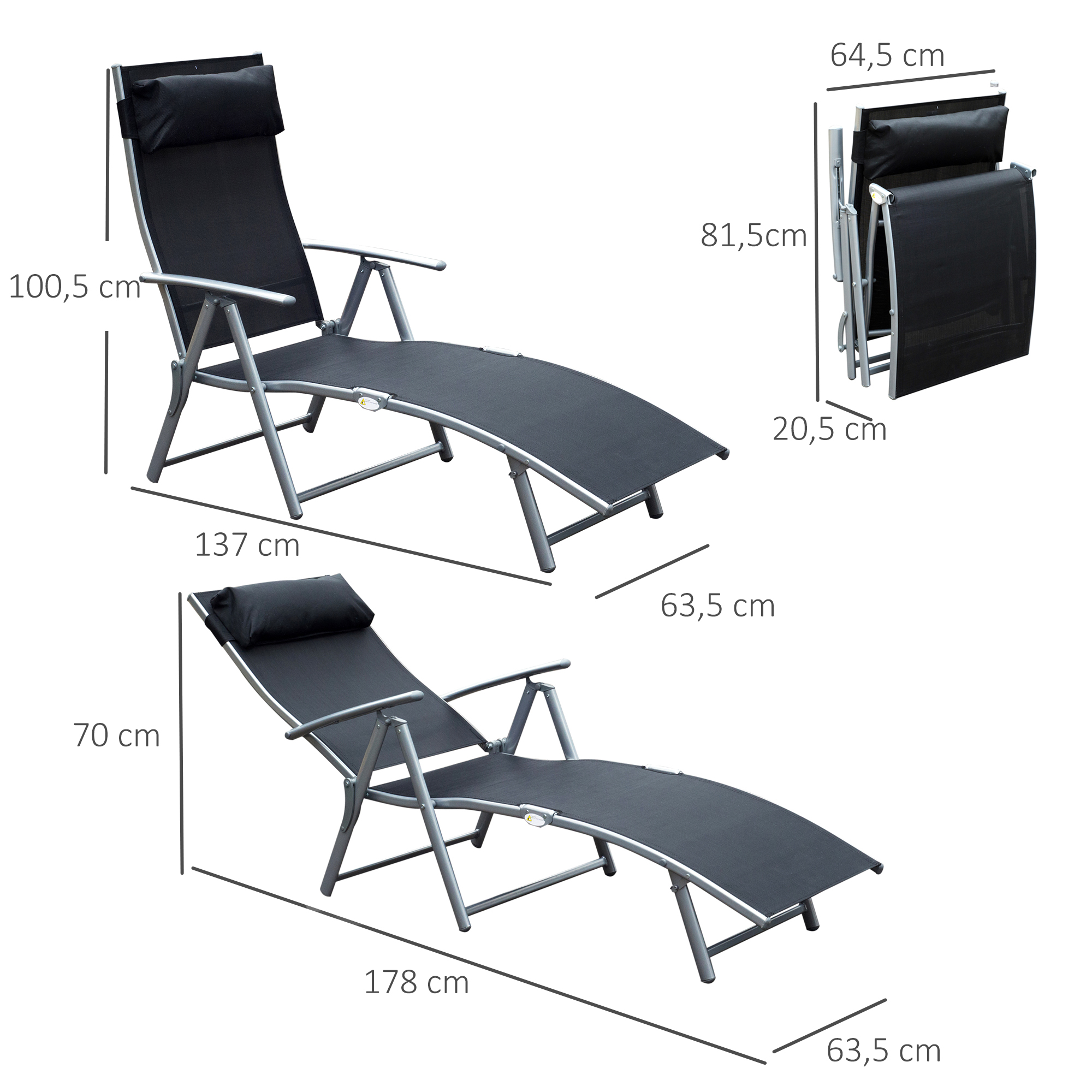 Outsunny Inklapbare ligstoel ligbed voor op het strand ligstoel tuin ligstoel ligbed voor op het strand ligbed voor buiten