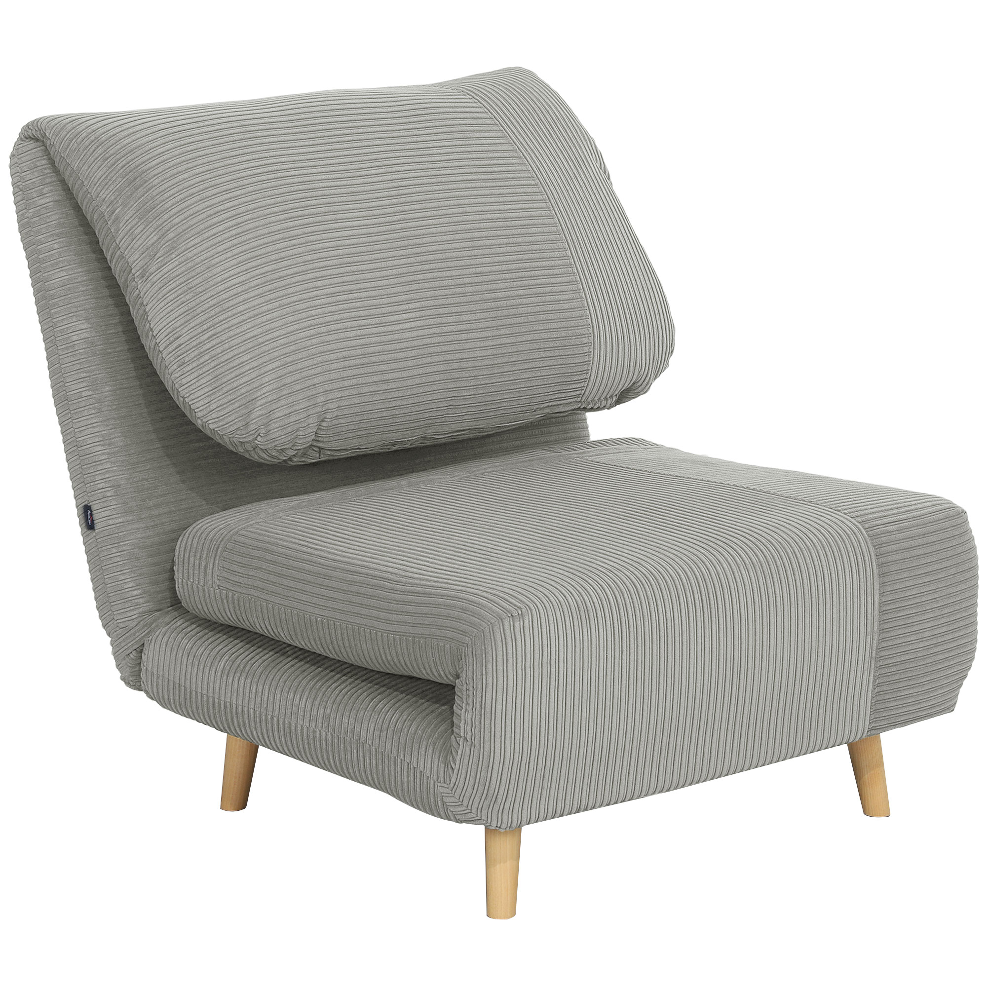 HOMCOM 2-in-1 Slaapstoel Logeerbed, verstelbare hoofdsteun in corduroylook 82 cm x 89 cm x 83 cm Grijs