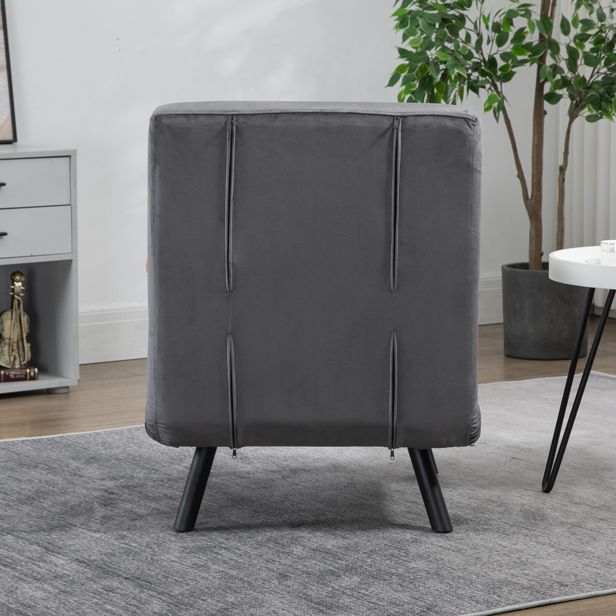 HOMCOM Lounge stoel in Scandinavisch design, ligstoel, leesstoel. Inclusief kussen met knoopsluiting, Donkergrijs