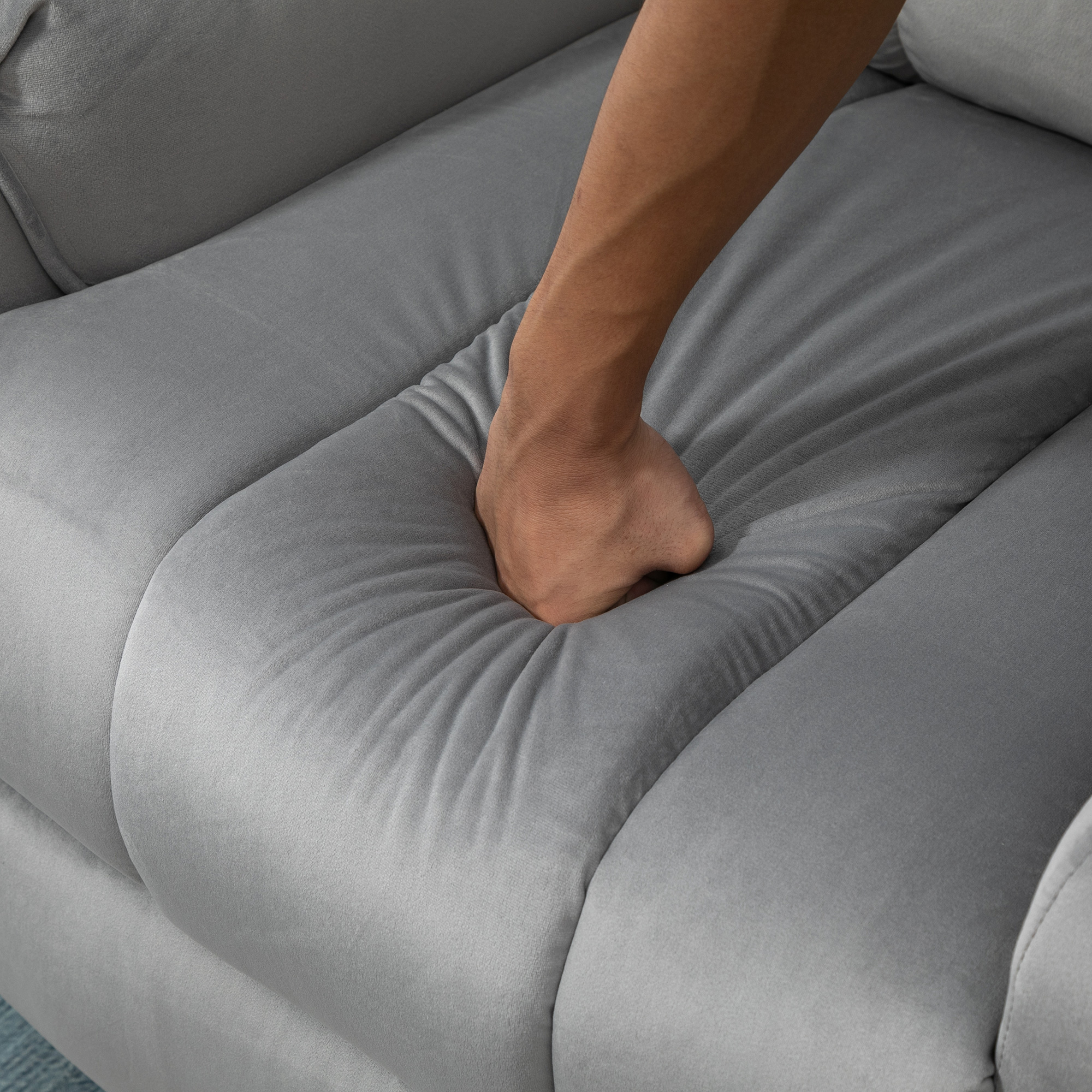 HOMCOM stahulp relaxstoel elektrische tv-stoel met massagefunctie elektrische ligfunctie fluweelzacht polyester metaalschuim lichtgrijs 79 x 97 x 103 cm