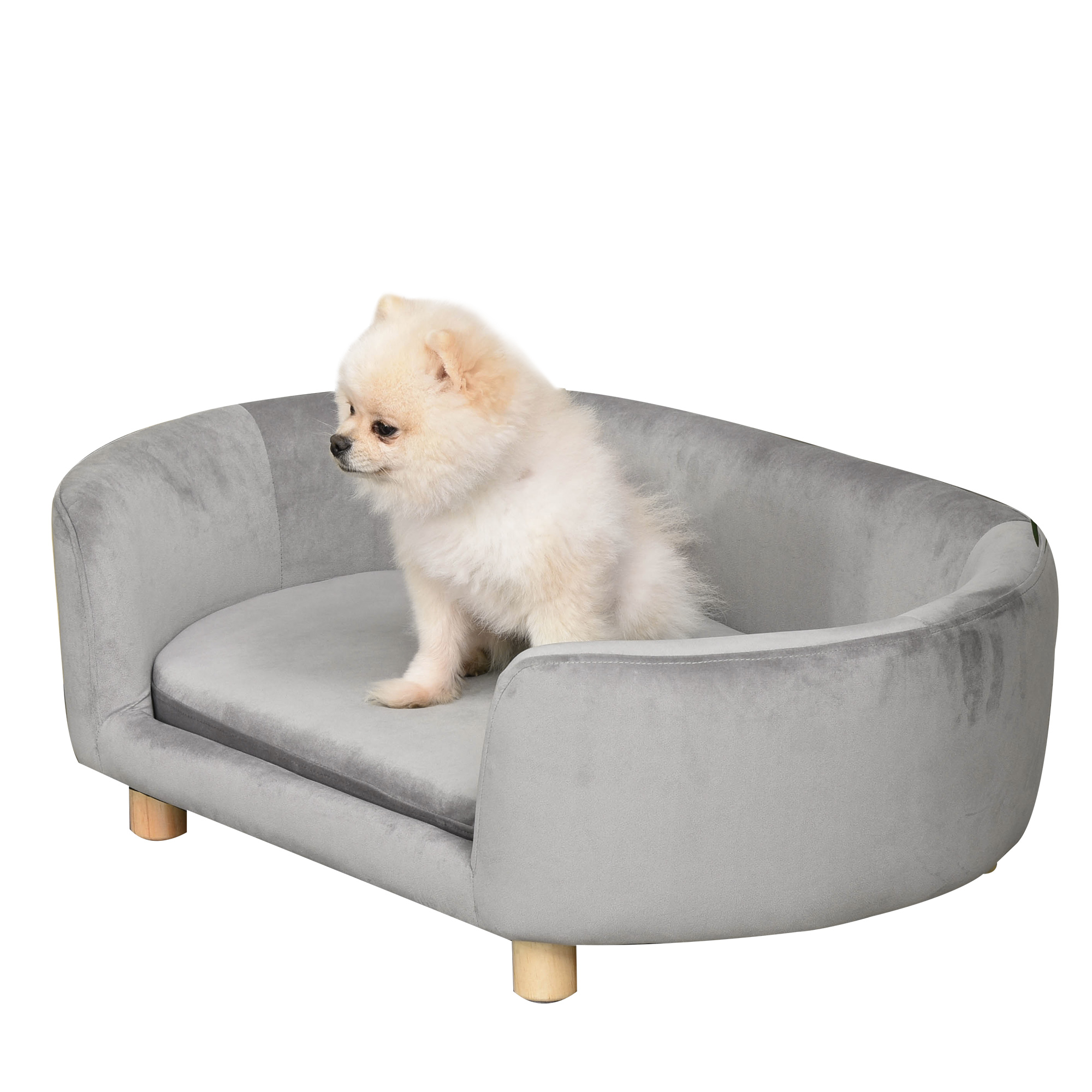Hondenbank hondensofa katten honden berkenhout modern lichtgroen
