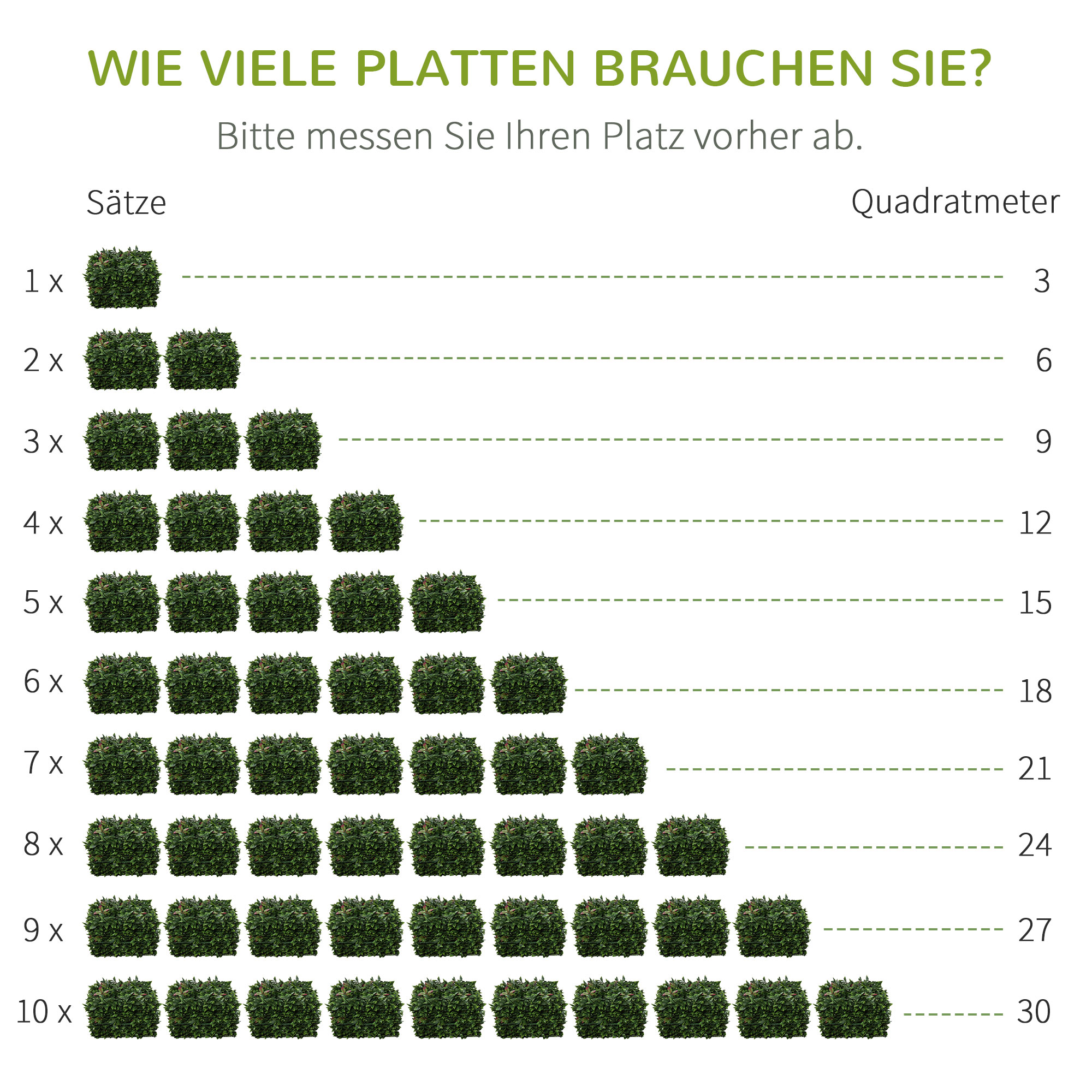 Outsunny 12 stuks kunstplantenwand 12 elementen 50 x 50 cm