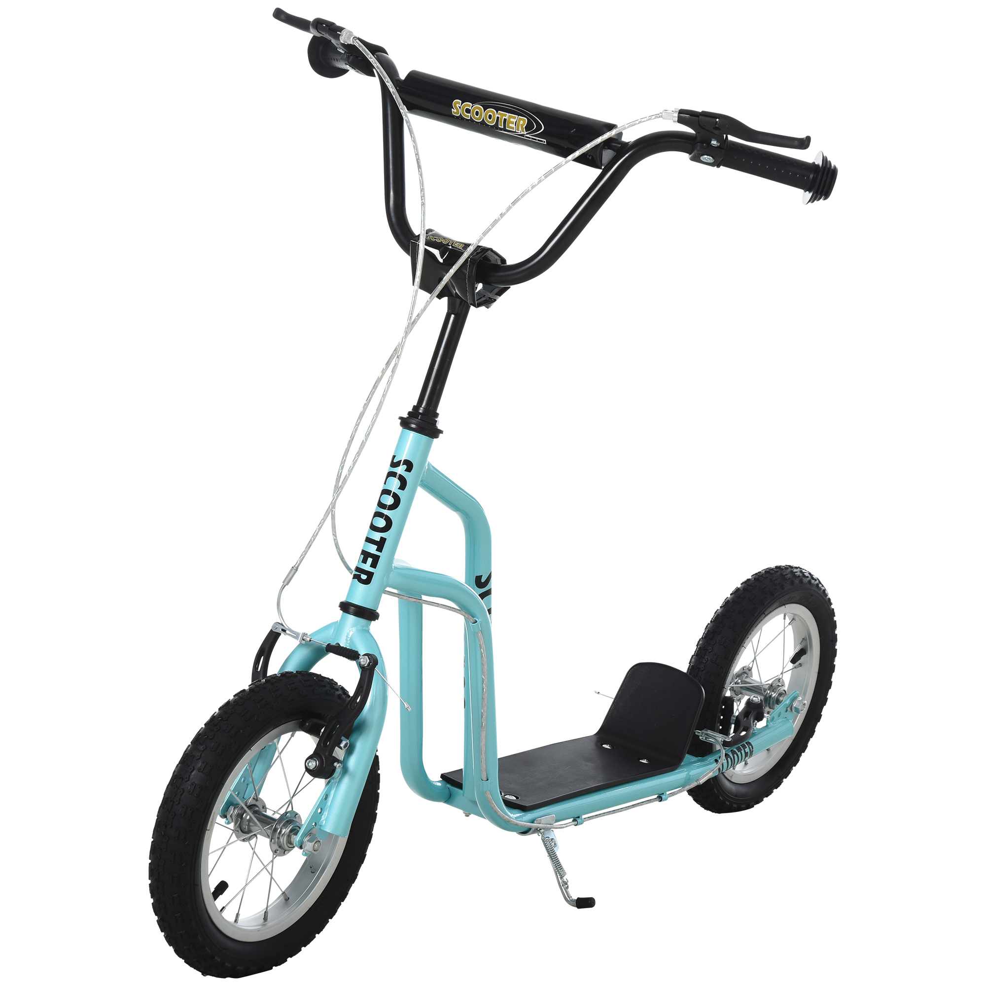 HOMCOM kinderscooter stuur verstelbare step step stadsscooter kinderstep kickboard met luchtbanden 12 inch vanaf 5 jaar blauw 120 x 58 x 75-80 cm