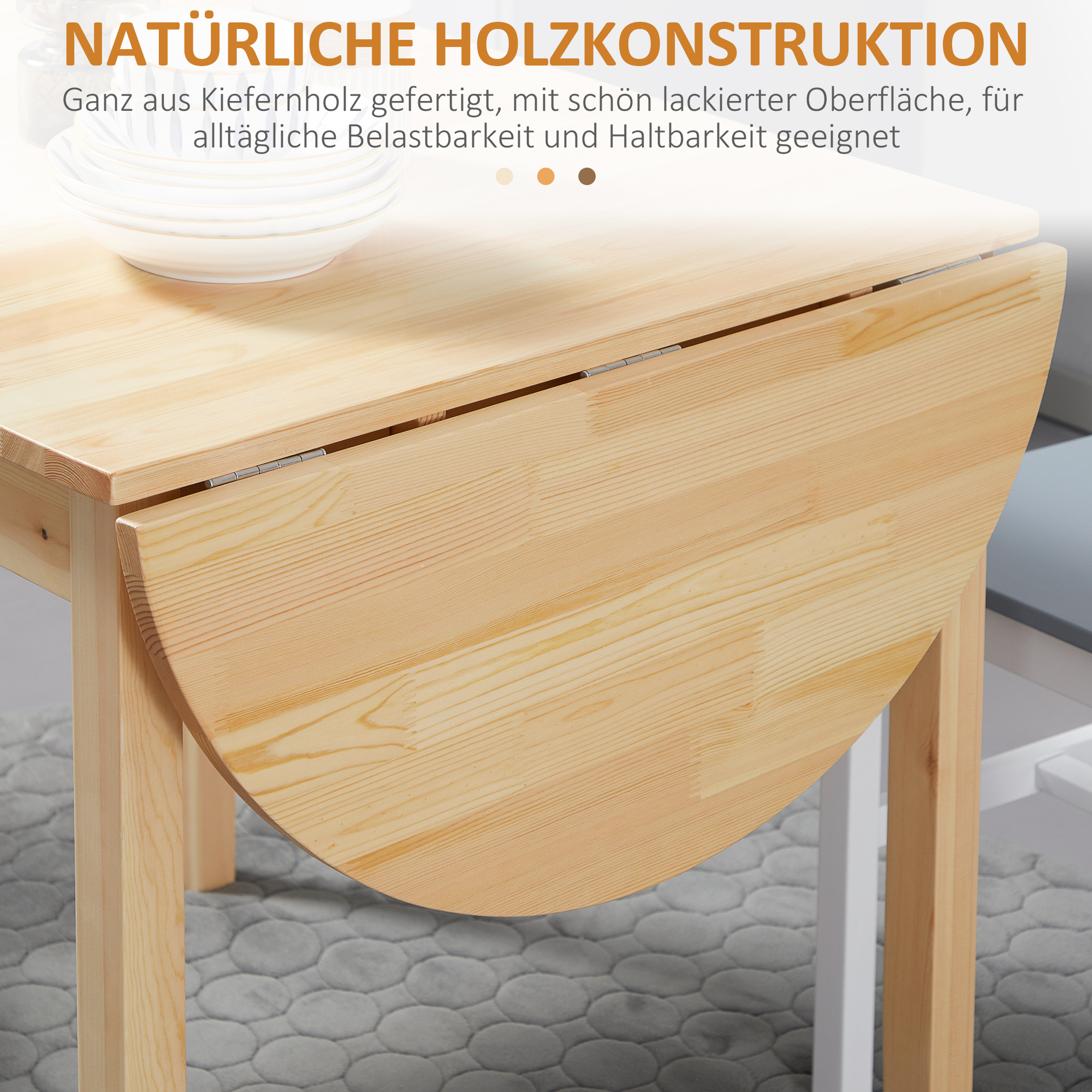 HOMCOM Opklapbare Houten Eettafel Keukentafel voor 6 Personen met Drop-Leaf-Design 140 x 70 x 75 cm Natuurhout