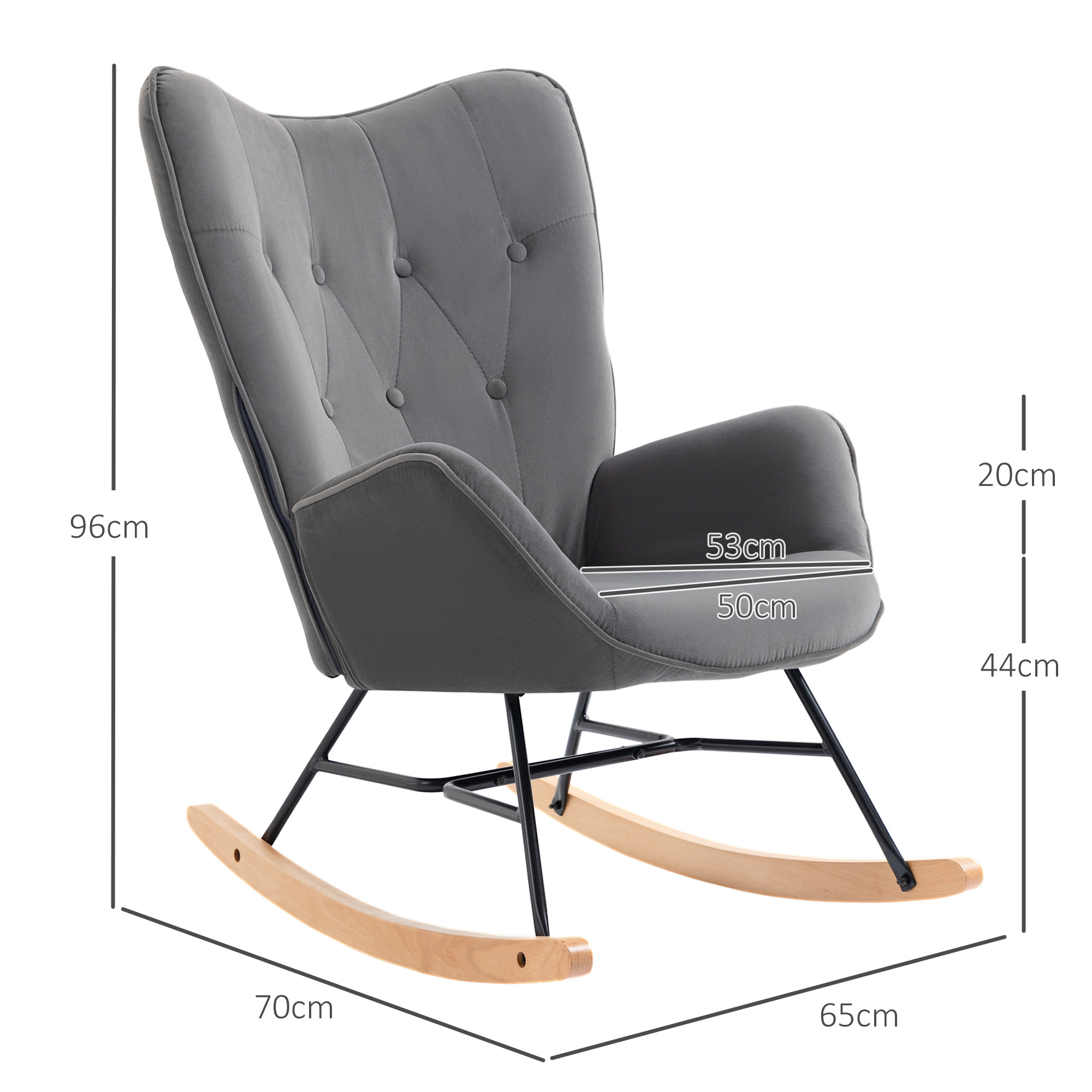 HOMCOM schommelstoel 84 cm x 70 cm x 96 cm