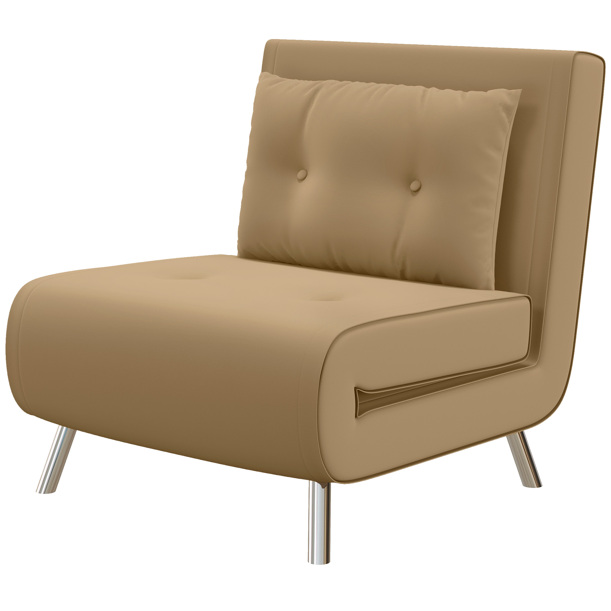 HOMCOM Ligstoel Stoel met Ligfunctie Slaapstoel, Knoopsgatensteek, Linnenlook, 77 cm x 88 cm x 83 cm, Bruin