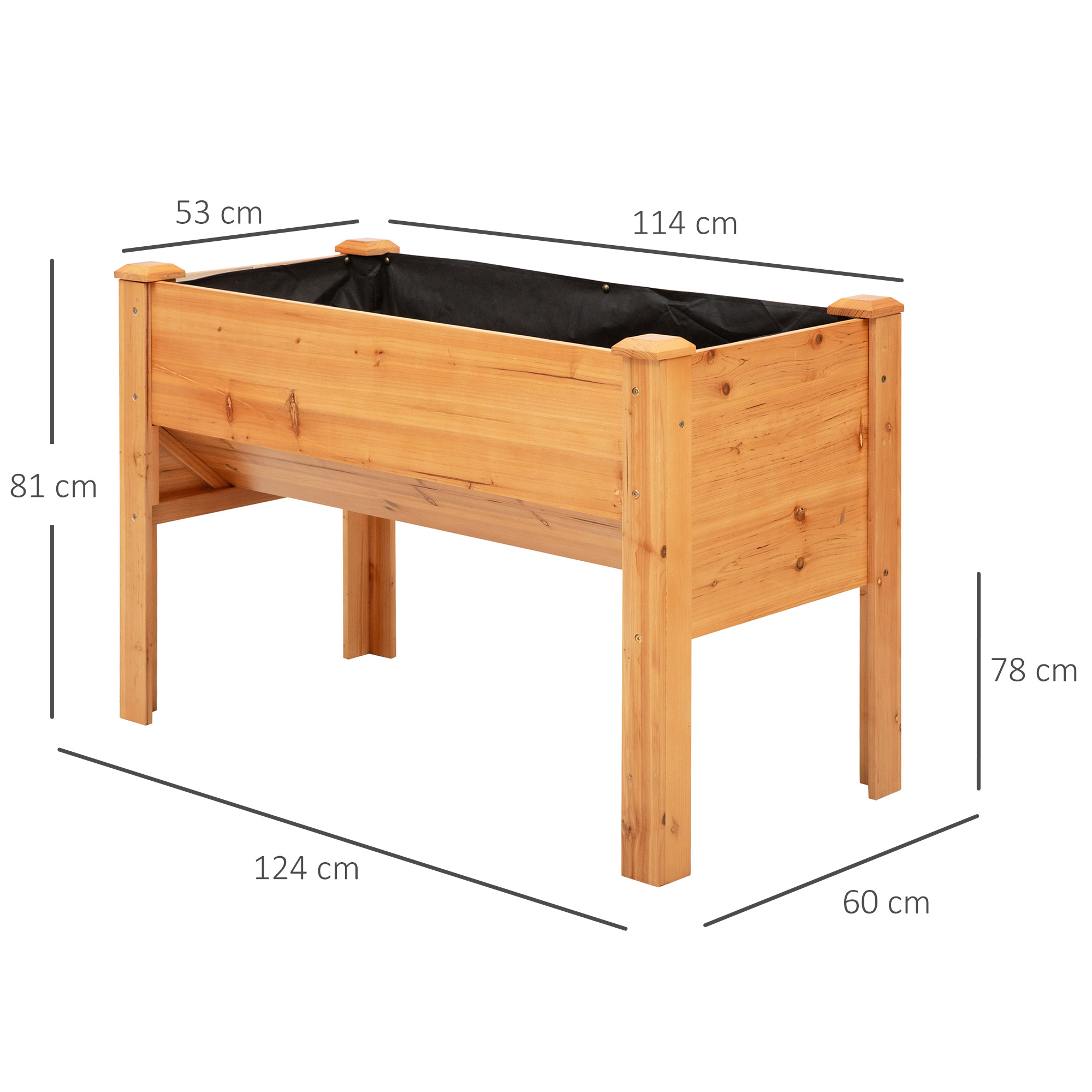 Outsunny verhoogd bed 124cm x 60cm x 81cm